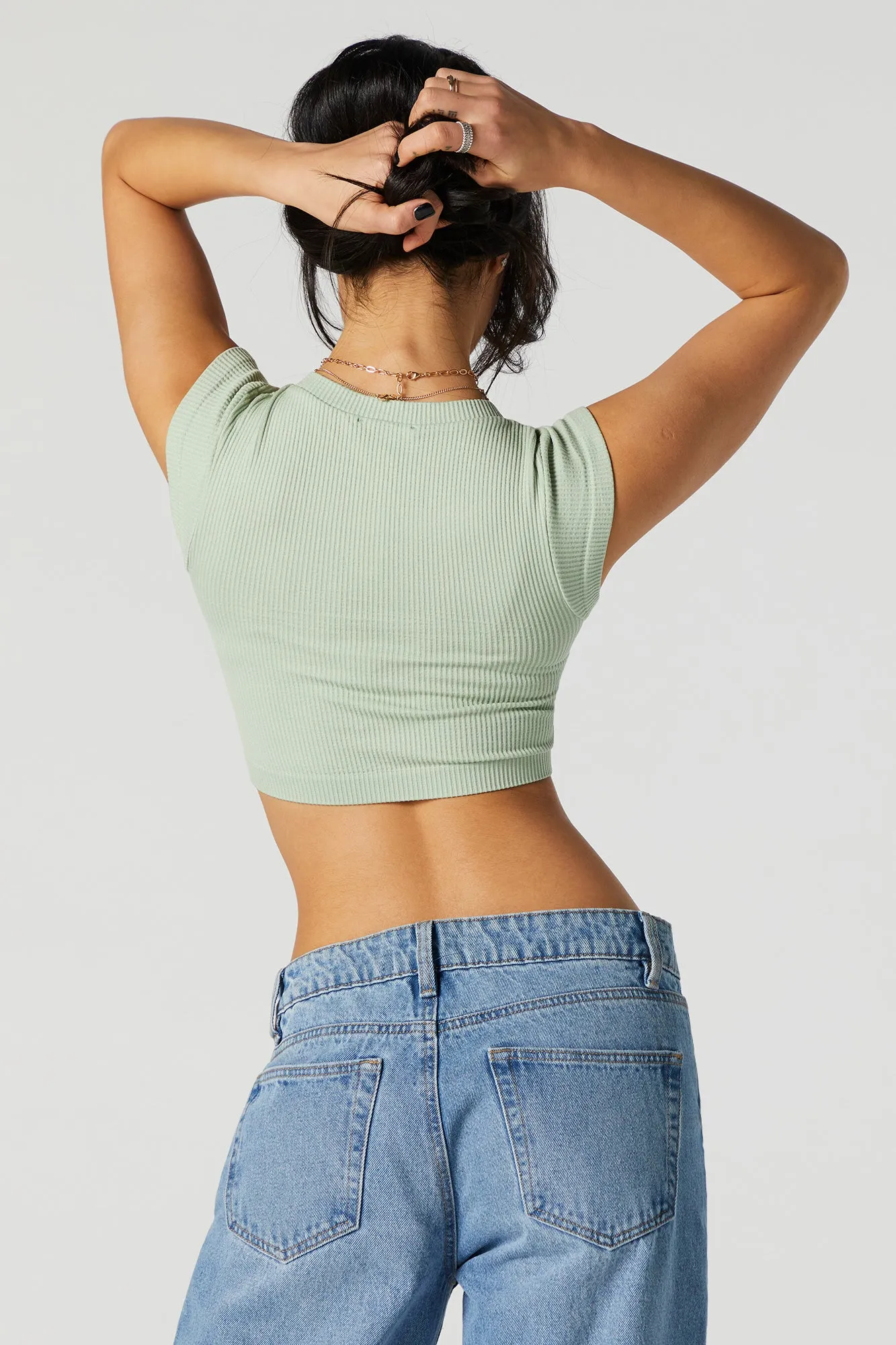 Ribbed Cap Sleeve Crop Top sold by Urban Planet product image thumbnail 3