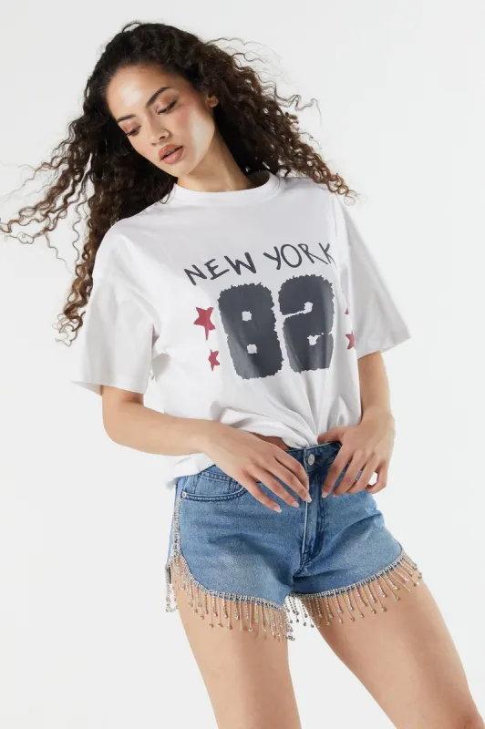 T-shirt de coupe garçonne à imprimé New York sold by Urban Planet