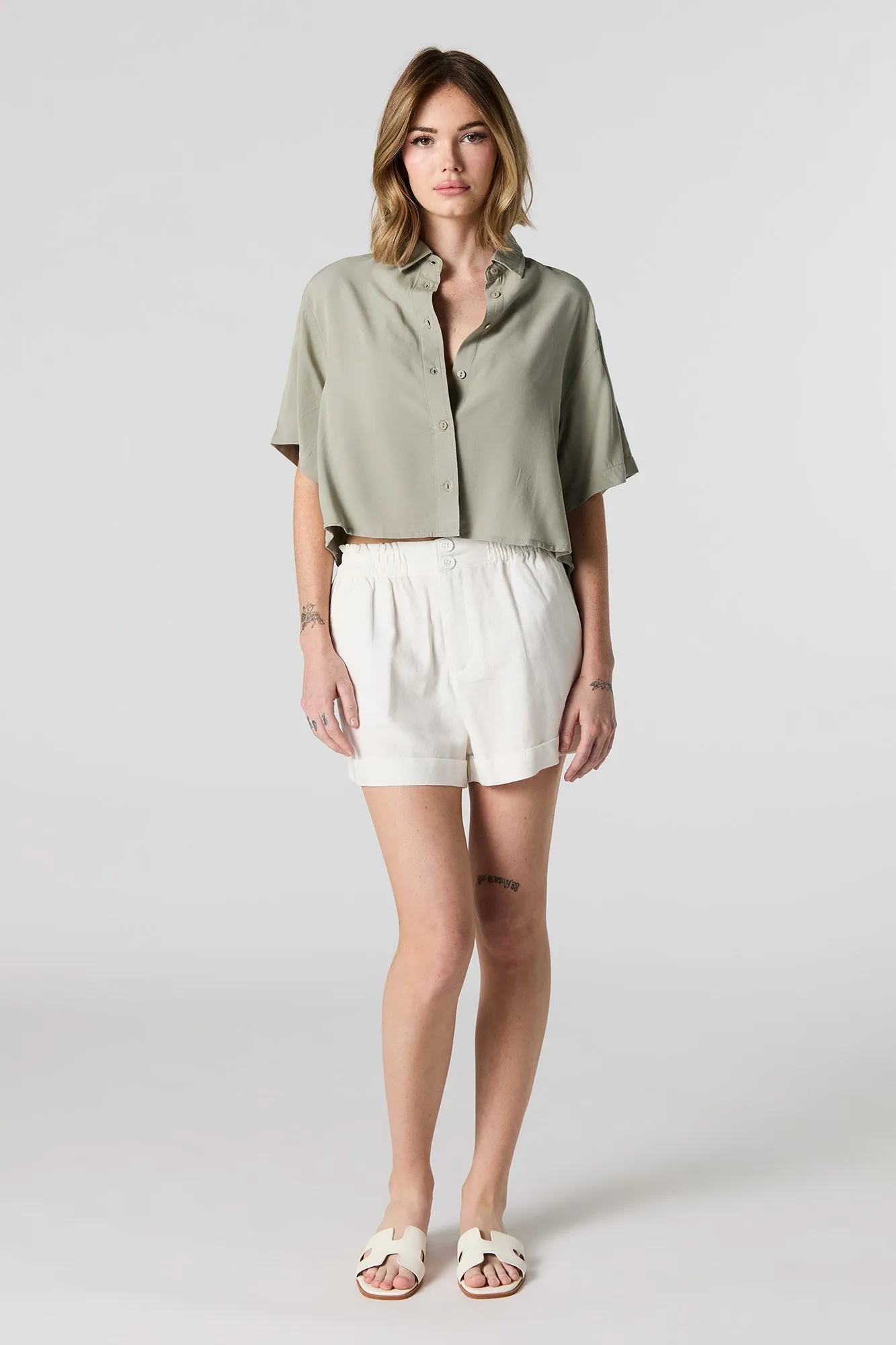 Cropped Button-Up Top sold by Urban Planet product image thumbnail 3