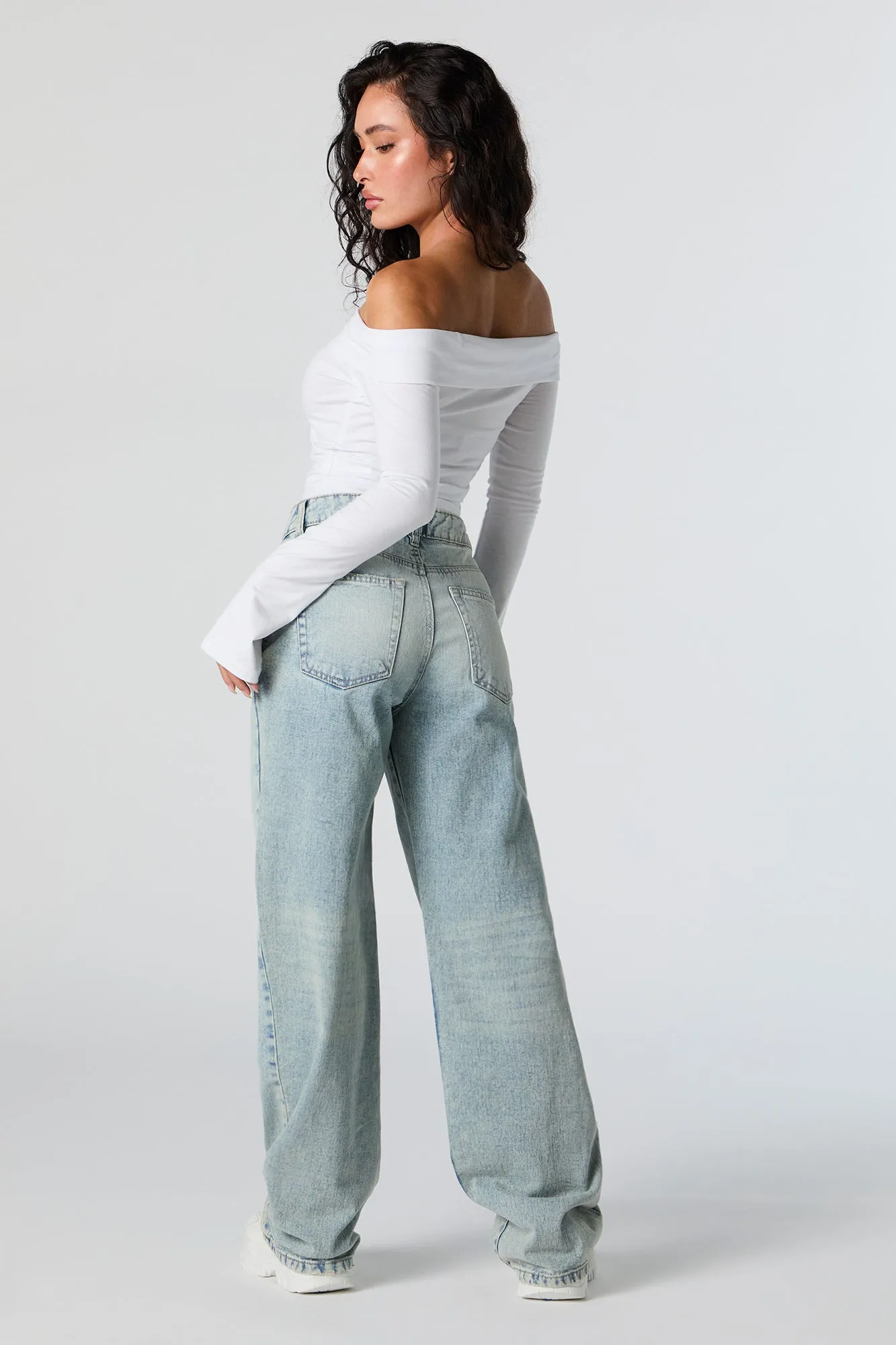 Vintage Light Wash 90s High Rise Wide Leg Jean sold by Urban Planet product image thumbnail 3
