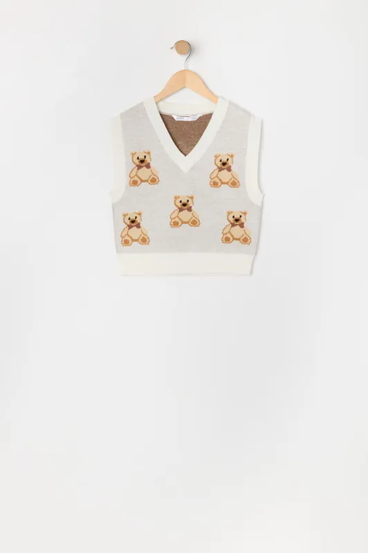 Girls Teddy Knit Vest sold by Urban Planet