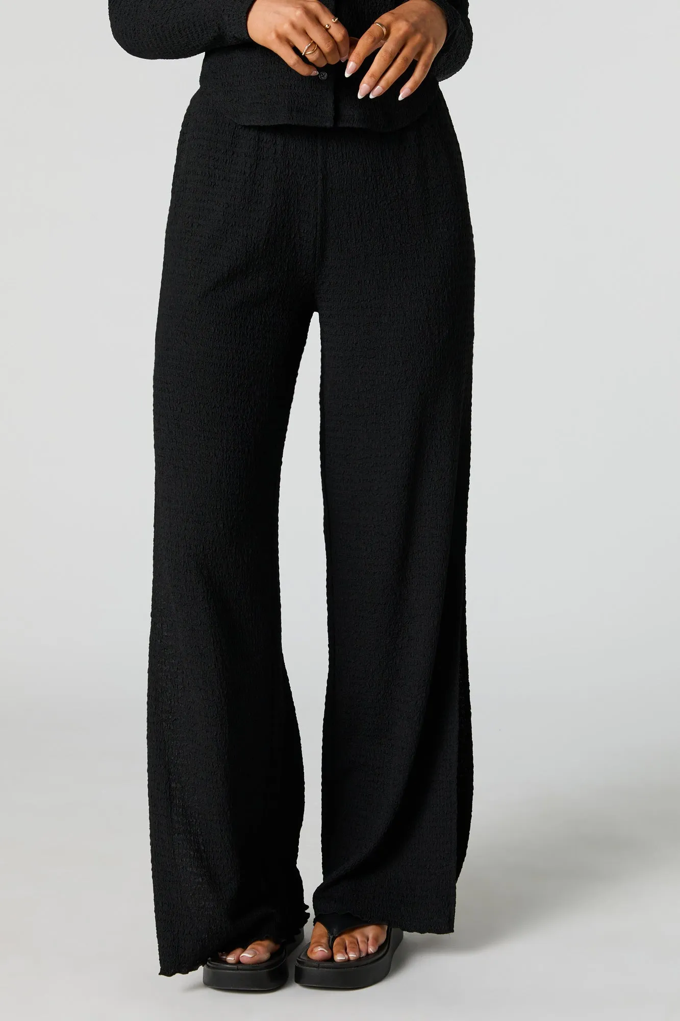 Textured Knit Slit Palazzo Pant sold by Urban Planet product image thumbnail 2
