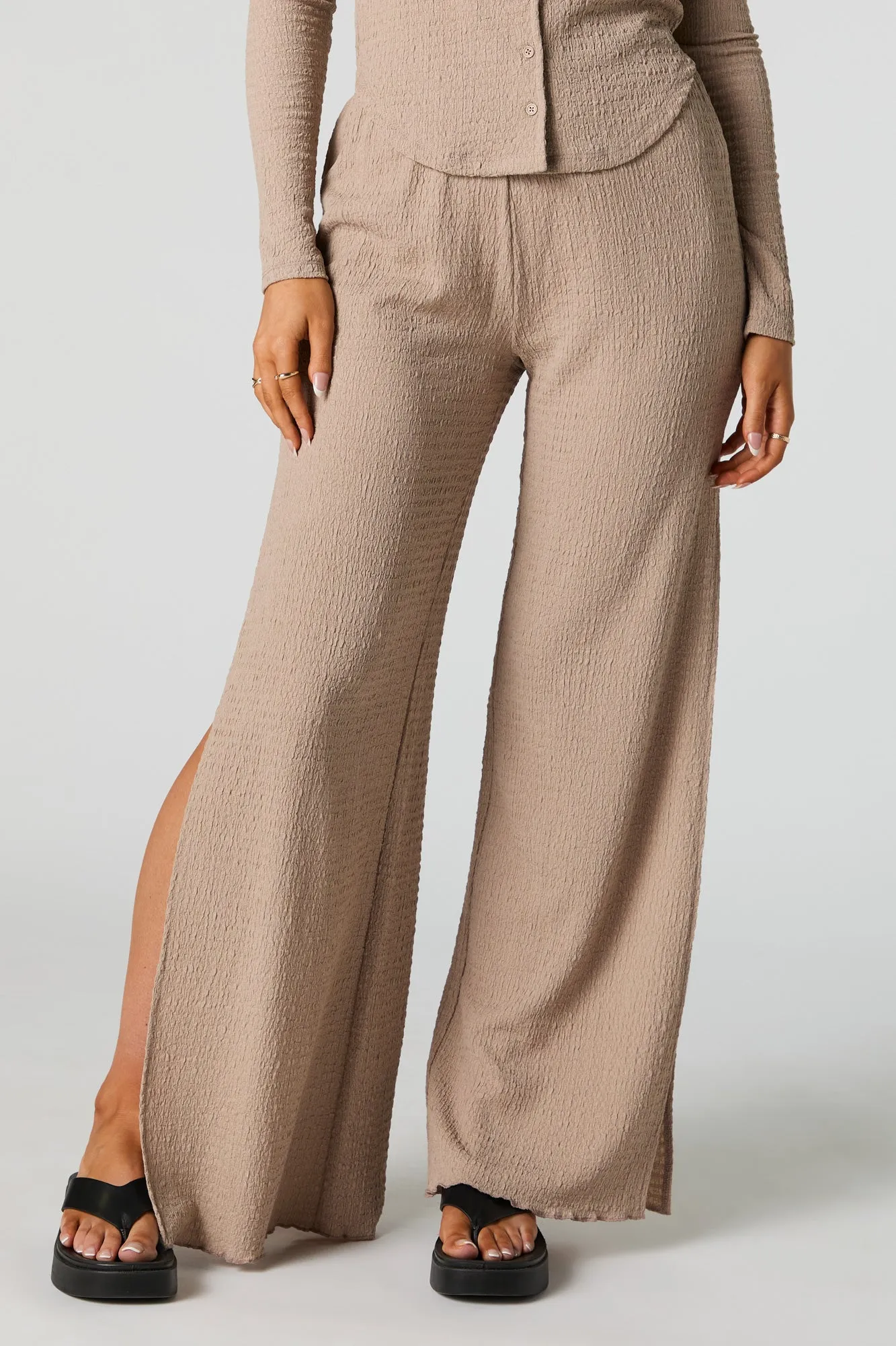 Textured Knit Slit Palazzo Pant sold by Urban Planet product image thumbnail 5