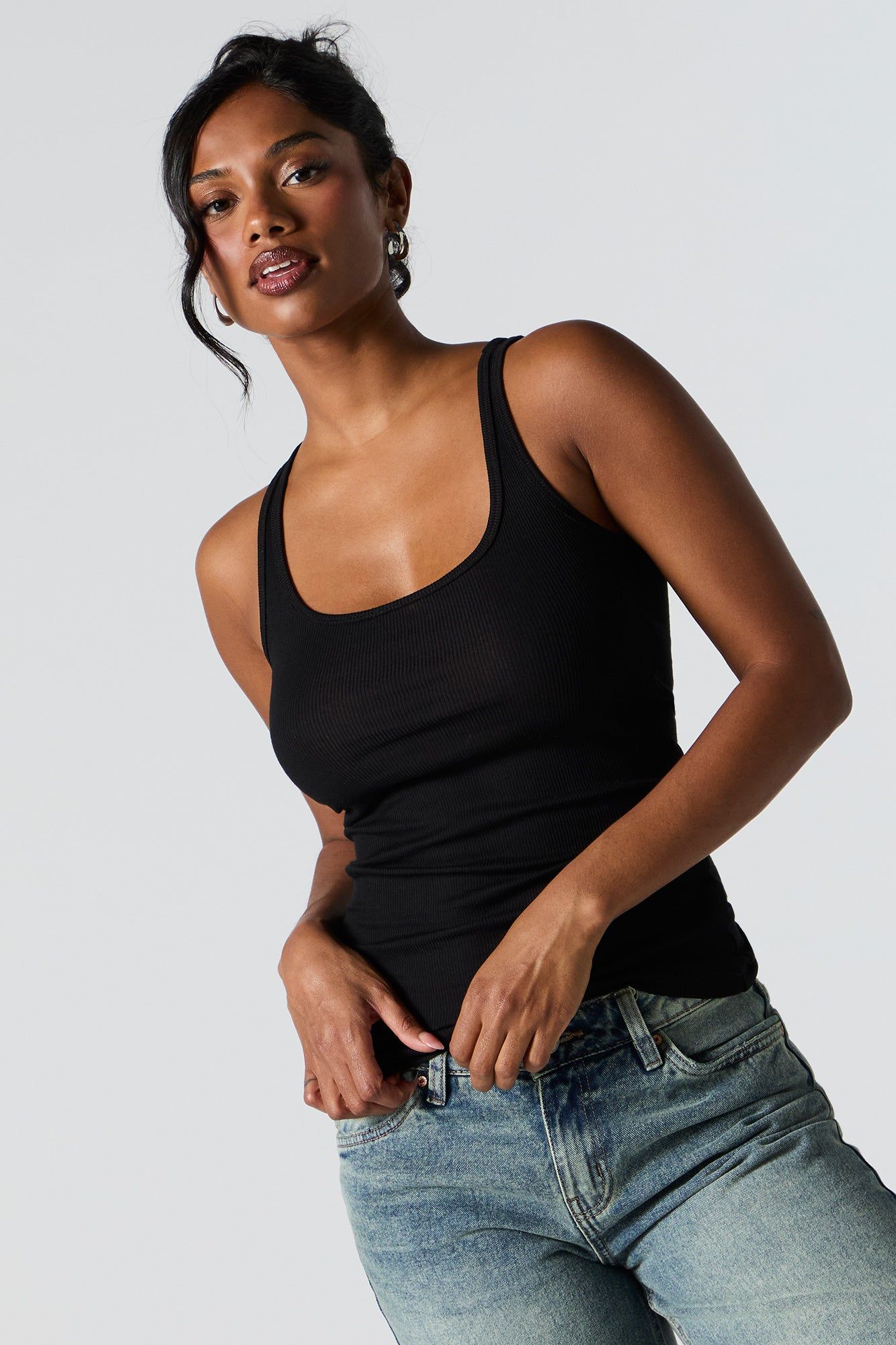 Ribbed Scoop Neck Tank sold by Urban Planet product image thumbnail 4
