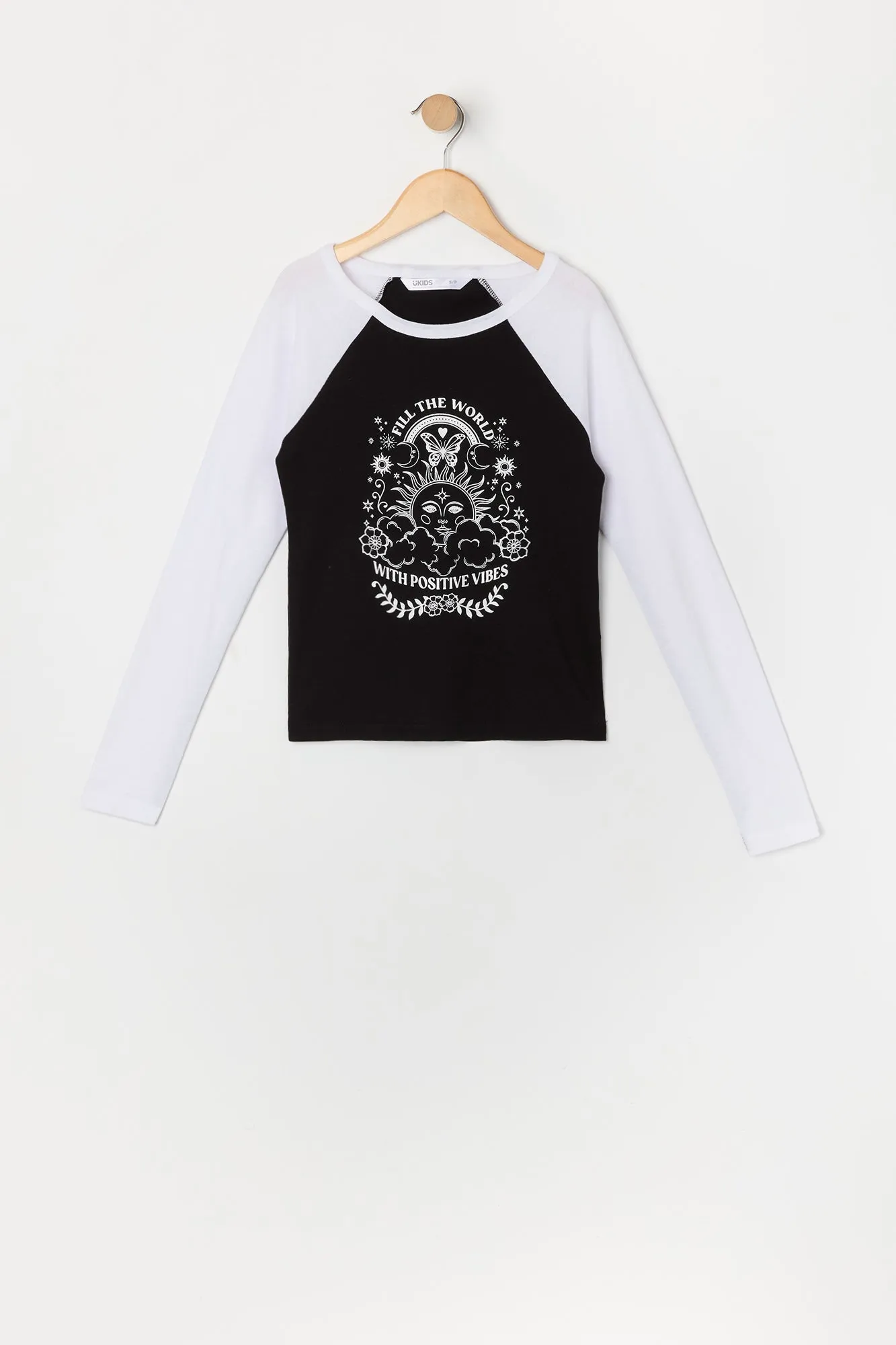 Haut raglan à manches longues avec imprimé Positive Vibes pour fille sold by Urban Planet