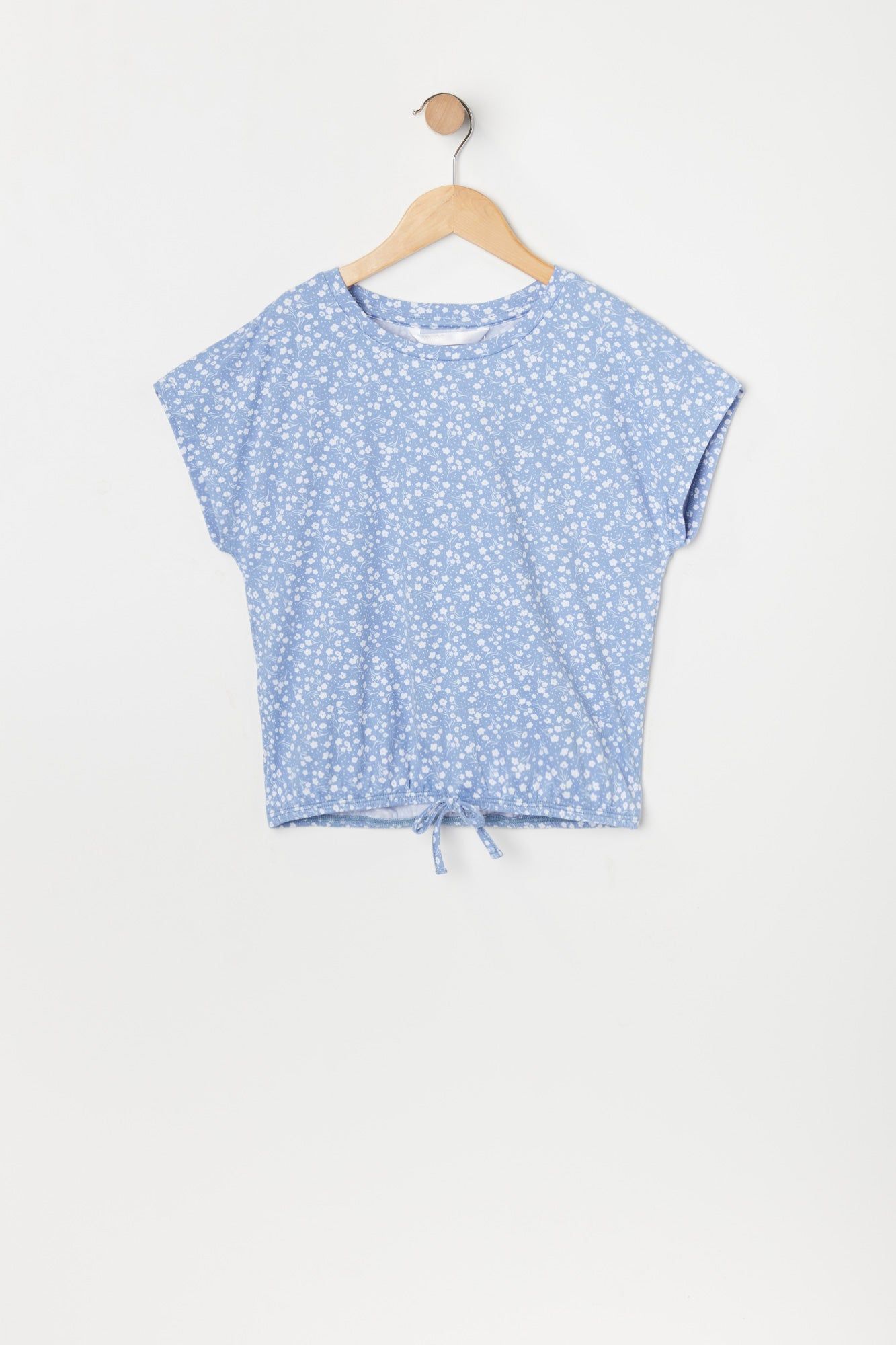 T-shirt noué fleuri bleu pour fille sold by Urban Planet