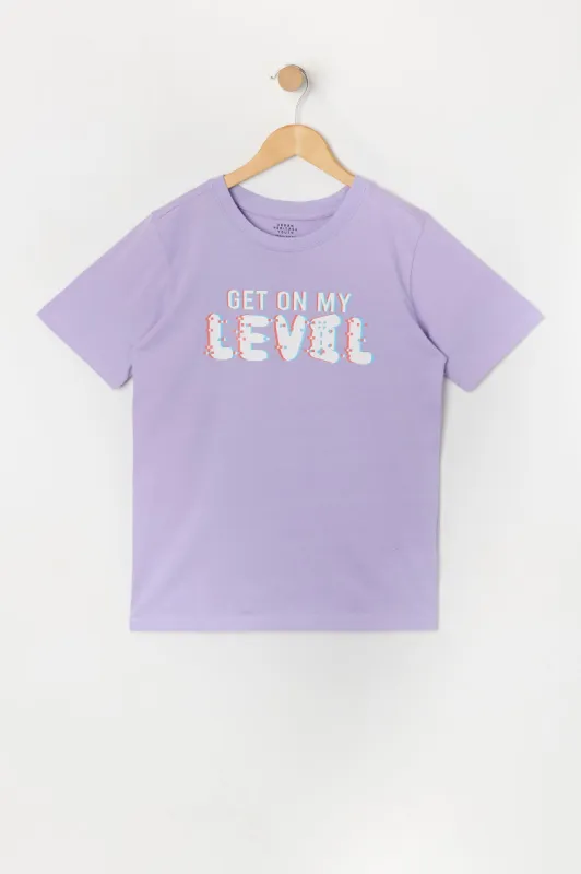 T-shirt à imprimé Get on My Level pour garçon sold by Urban Planet