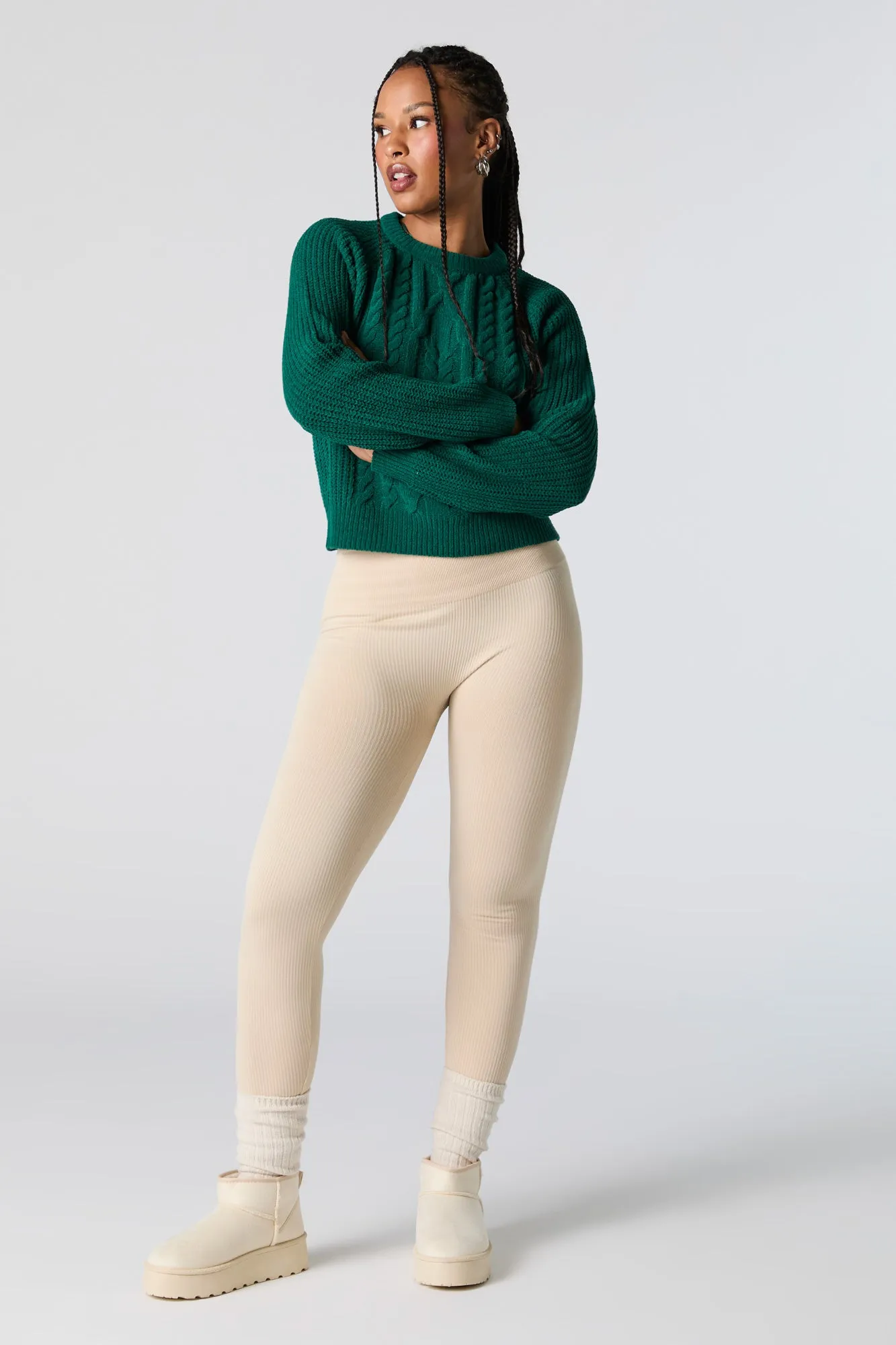 Chandail court en tricot torsadé sold by Urban Planet product image thumbnail 3