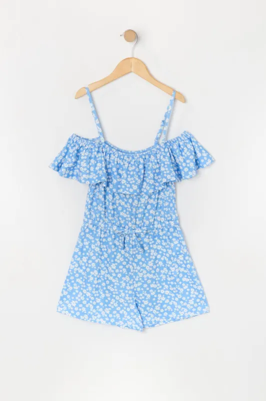 Girls Floral Print Off Shoulder Romper sold by Urban Planet