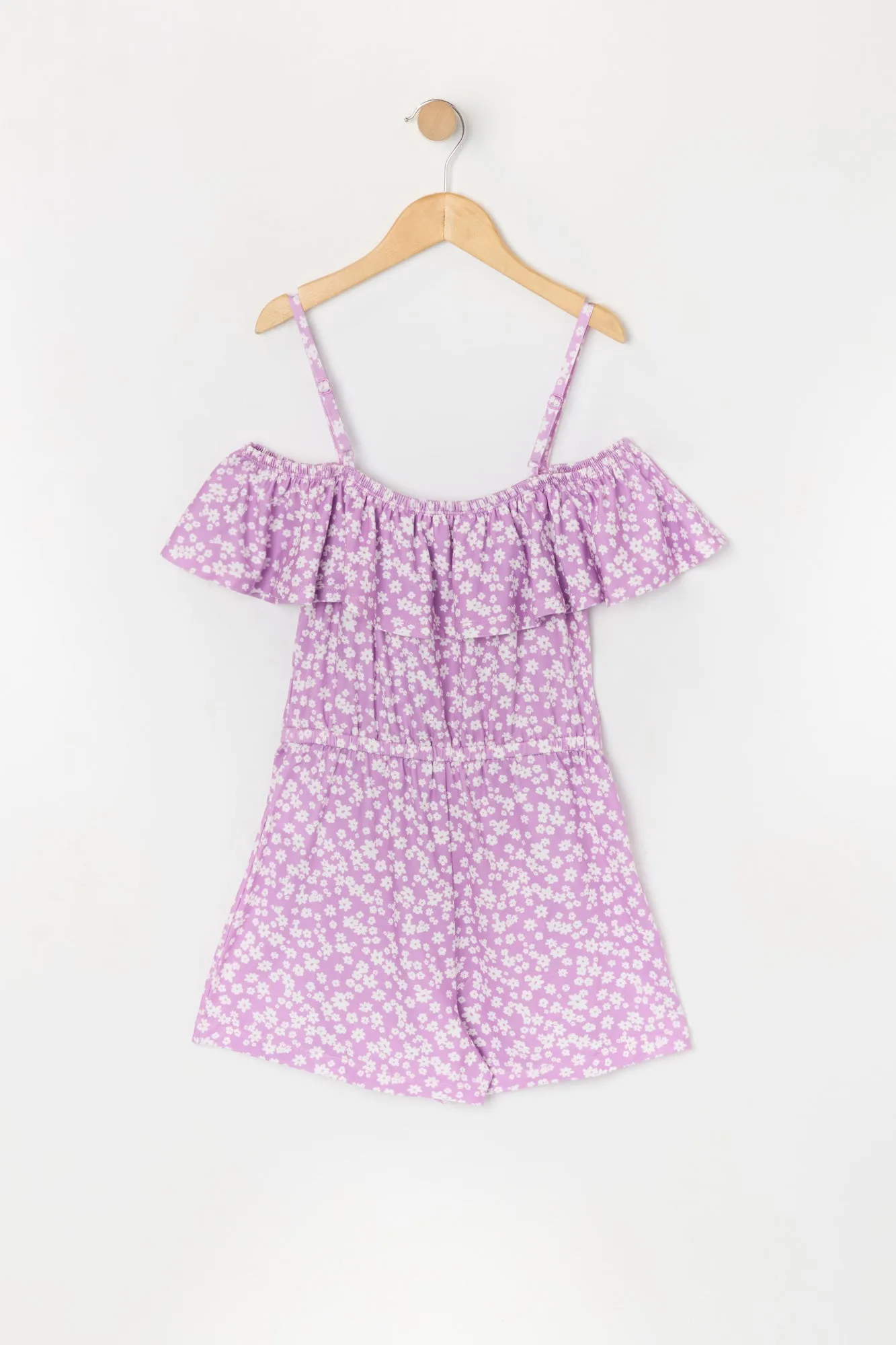 Girls Floral Print Off Shoulder Romper sold by Urban Planet product image thumbnail 4