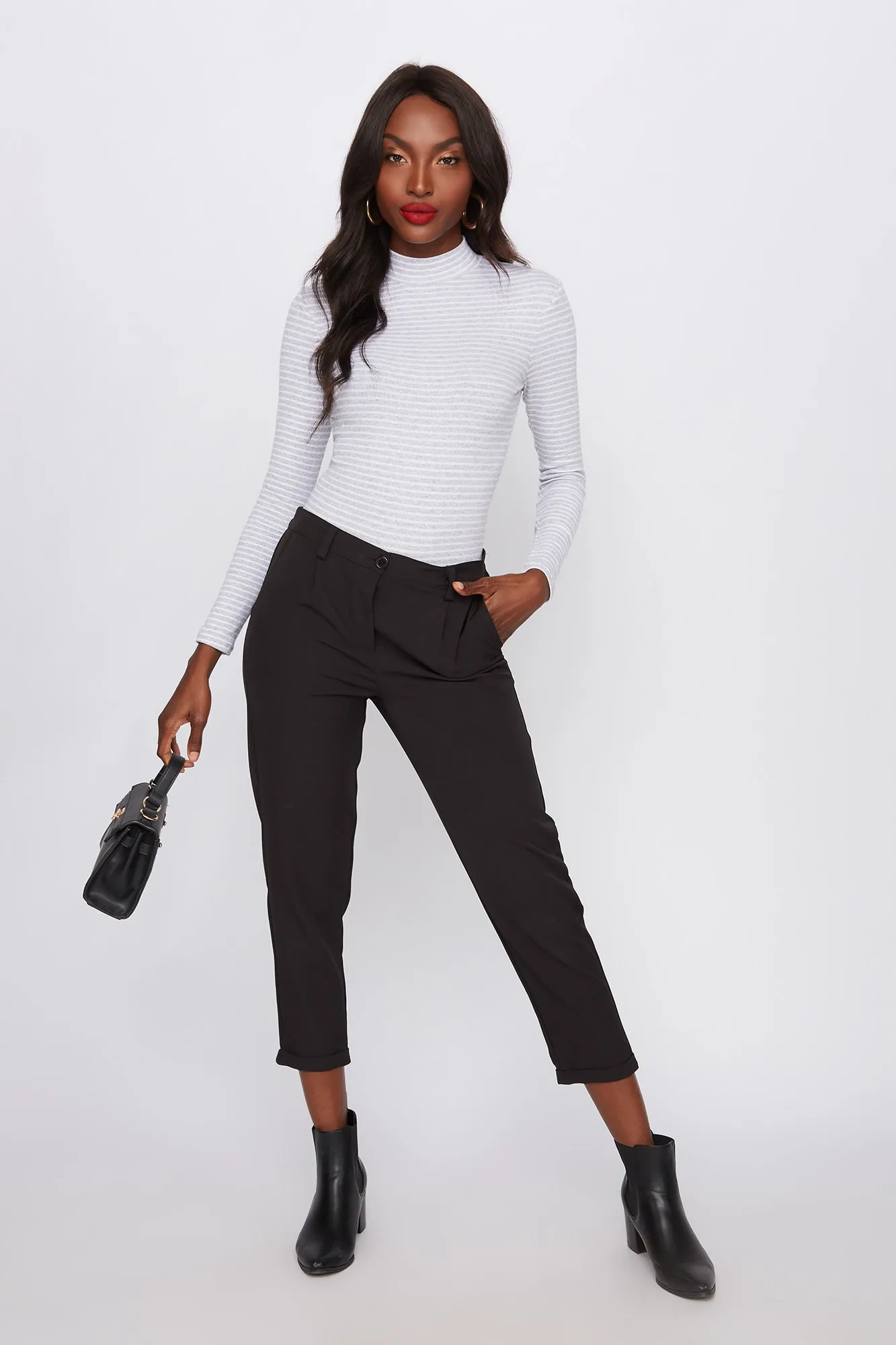 Striped Mock Neck Long Sleeve Bodysuit sold by Urban Planet product image thumbnail 4