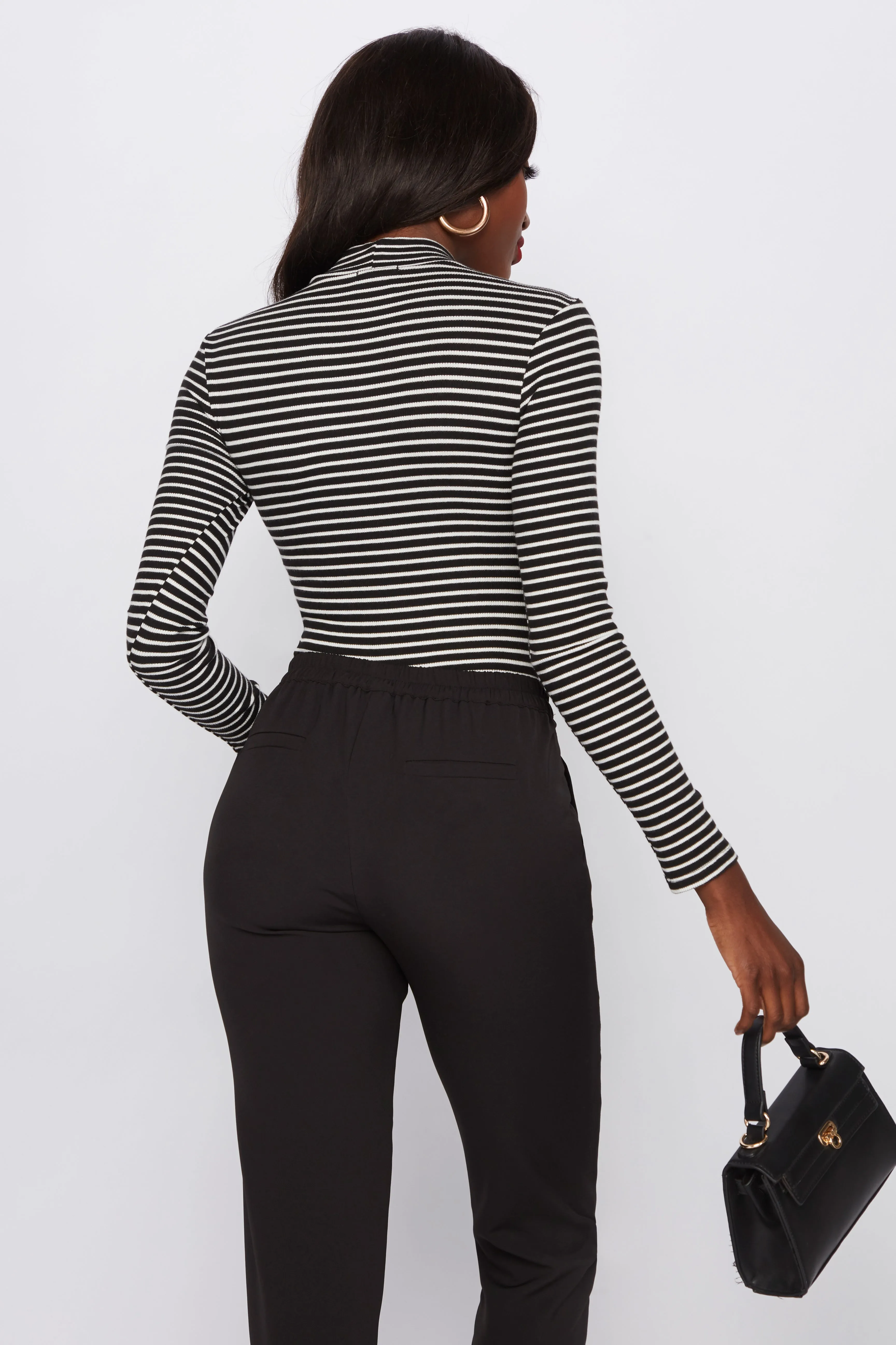 Striped Mock Neck Long Sleeve Bodysuit sold by Urban Planet product image thumbnail 3