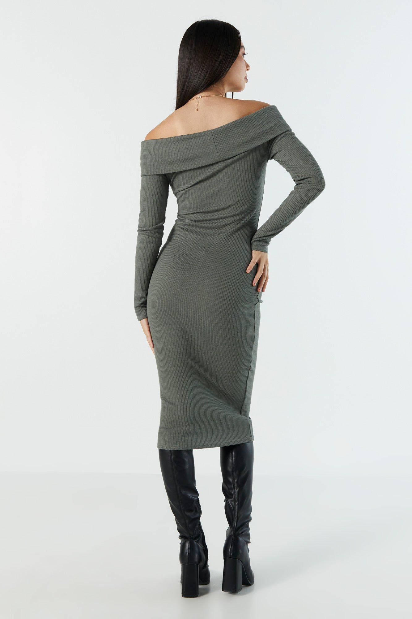 Ribbed Off Shoulder Midi Dress sold by Urban Planet product image thumbnail 2