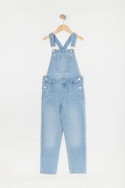 Girls Light Wash Denim Overall sold by Urban Planet