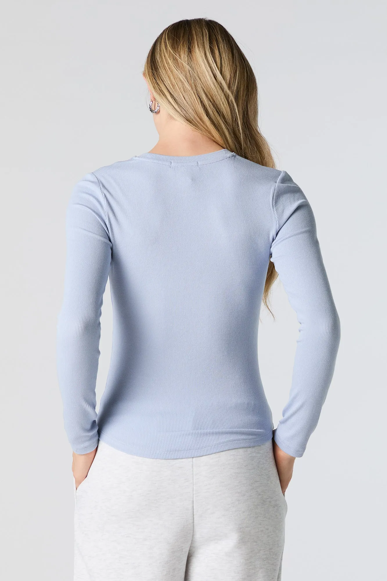 Ribbed Curved Hem Long Sleeve Top sold by Urban Planet product image thumbnail 2