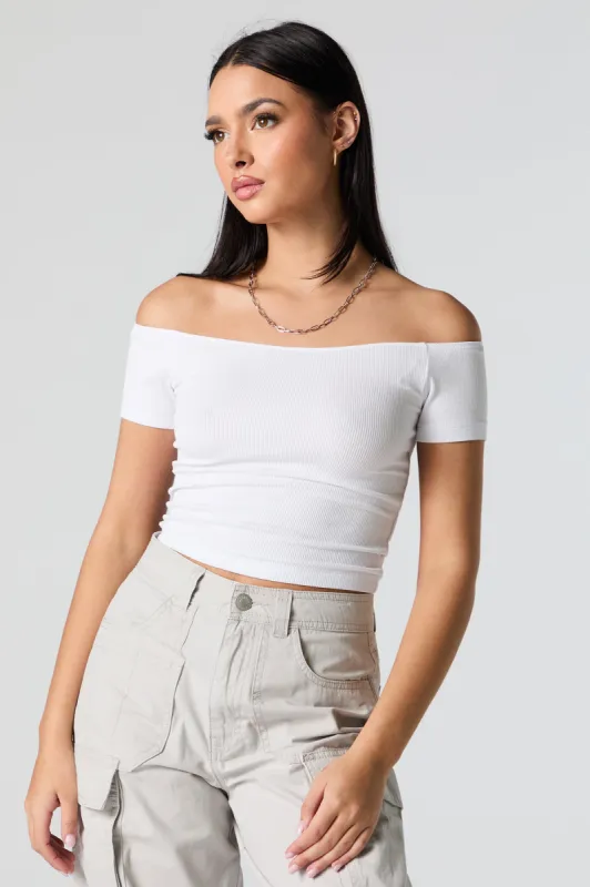 Ribbed Off Shoulder Crop Top sold by Urban Planet