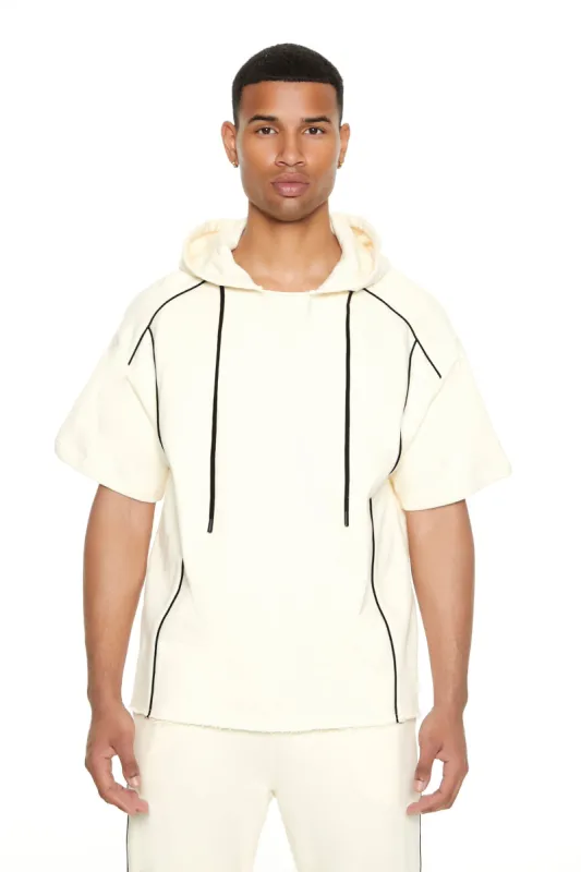 Piped Trim Short Sleeve Hoodie sold by Urban Planet