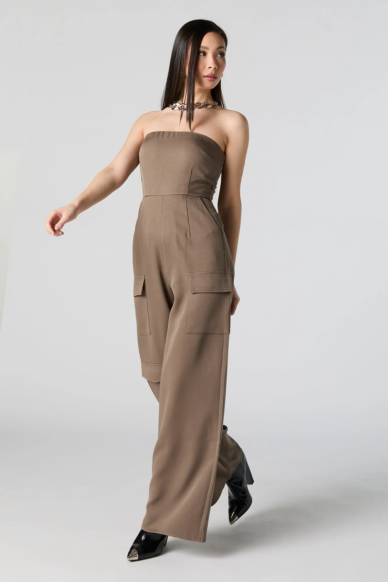 Strapless Wide Leg Cargo Jumpsuit sold by Urban Planet product image thumbnail 4