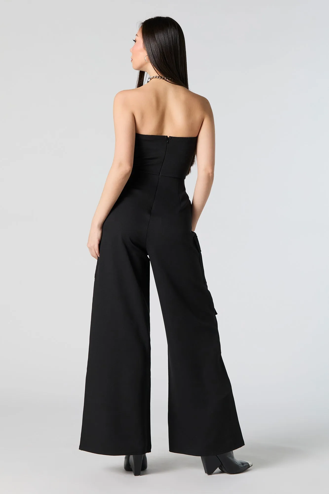 Strapless Wide Leg Cargo Jumpsuit sold by Urban Planet product image thumbnail 3
