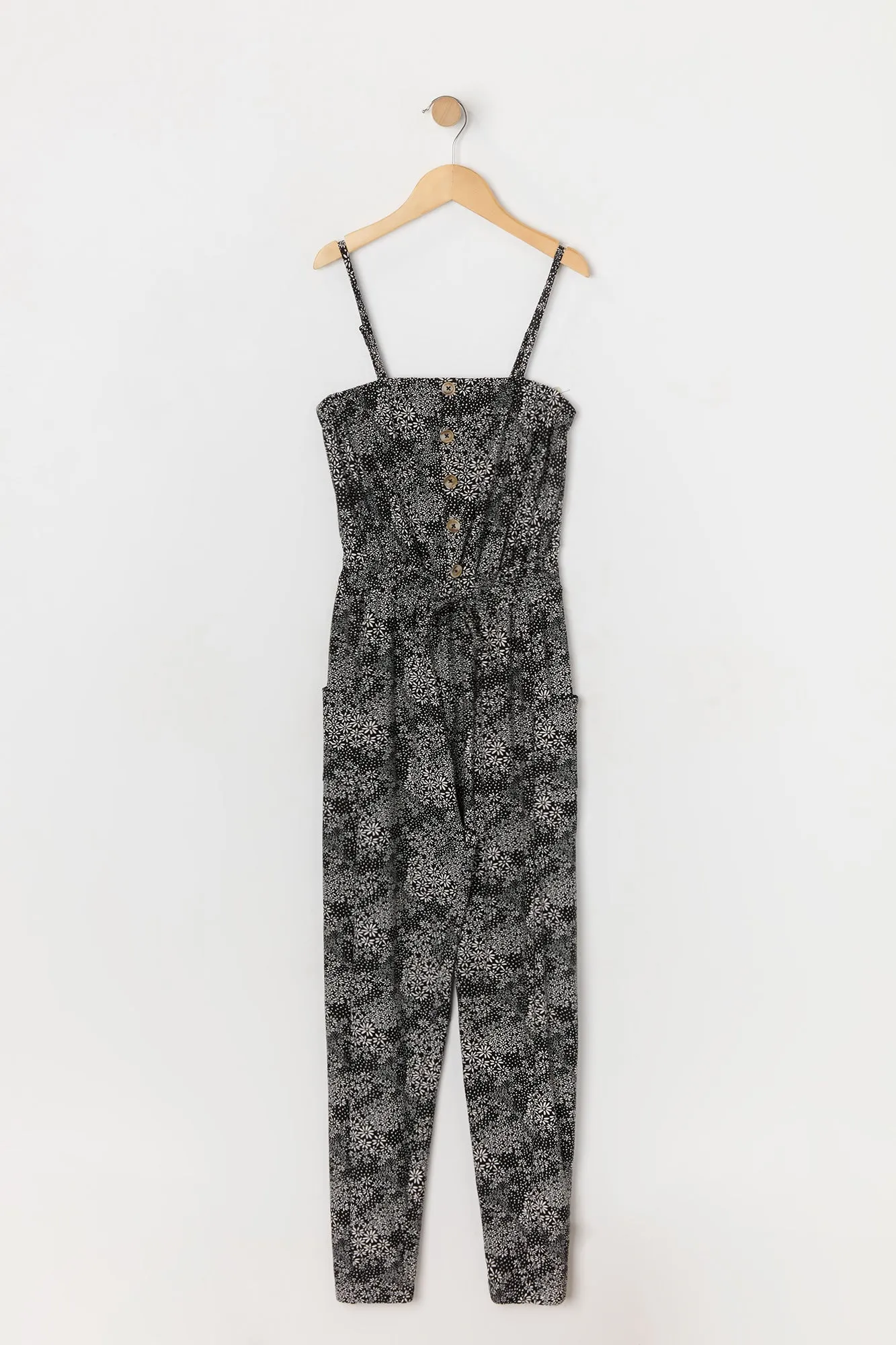 Girls Floral Print Button-Up Self-Tie Jumpsuit sold by Urban Planet product image thumbnail 3