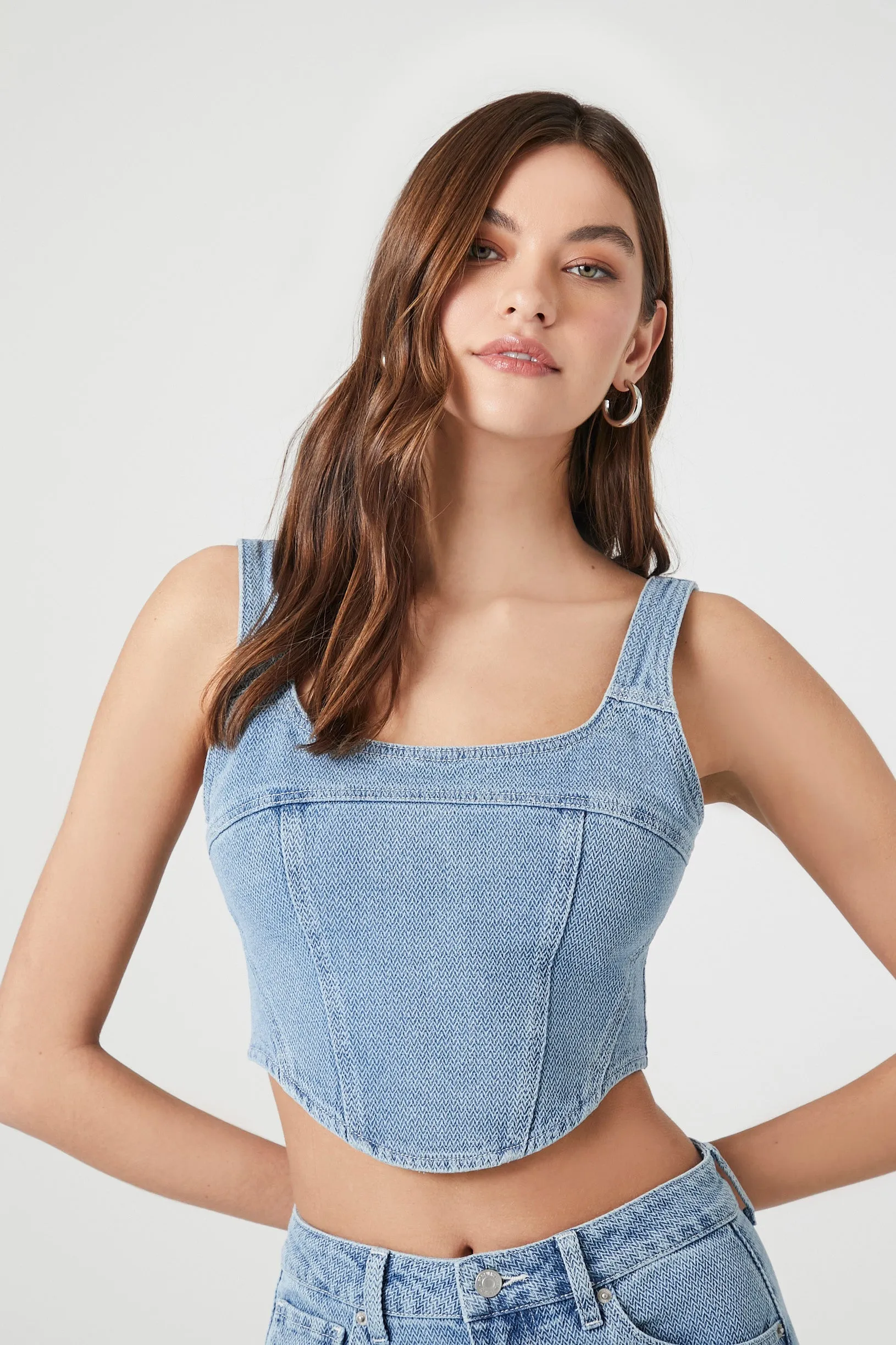 Haut court de style corset en denim sold by Urban Planet product image thumbnail 2