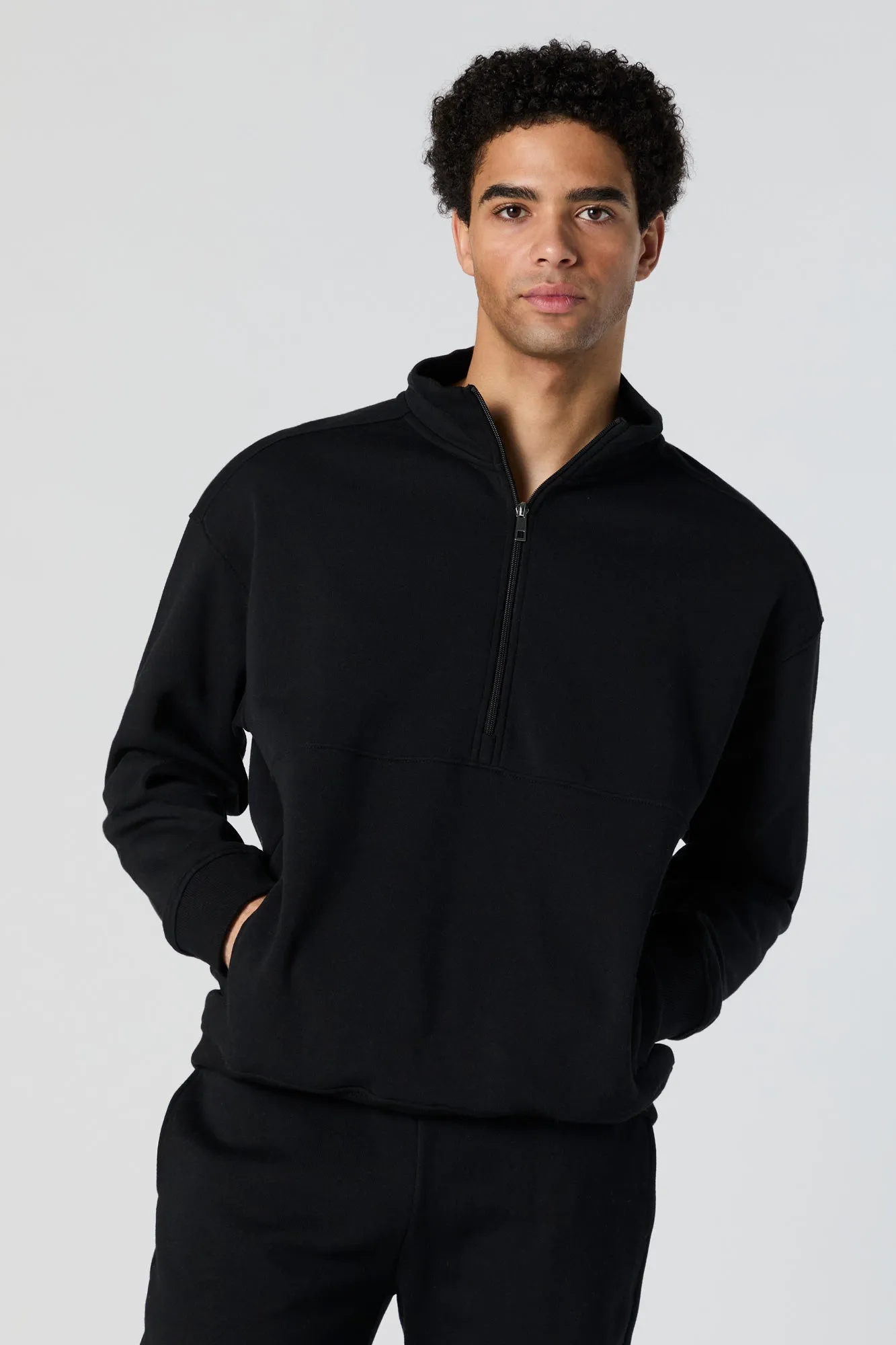 Fleece Half Zip Sweatshirt sold by Urban Planet product image thumbnail 5