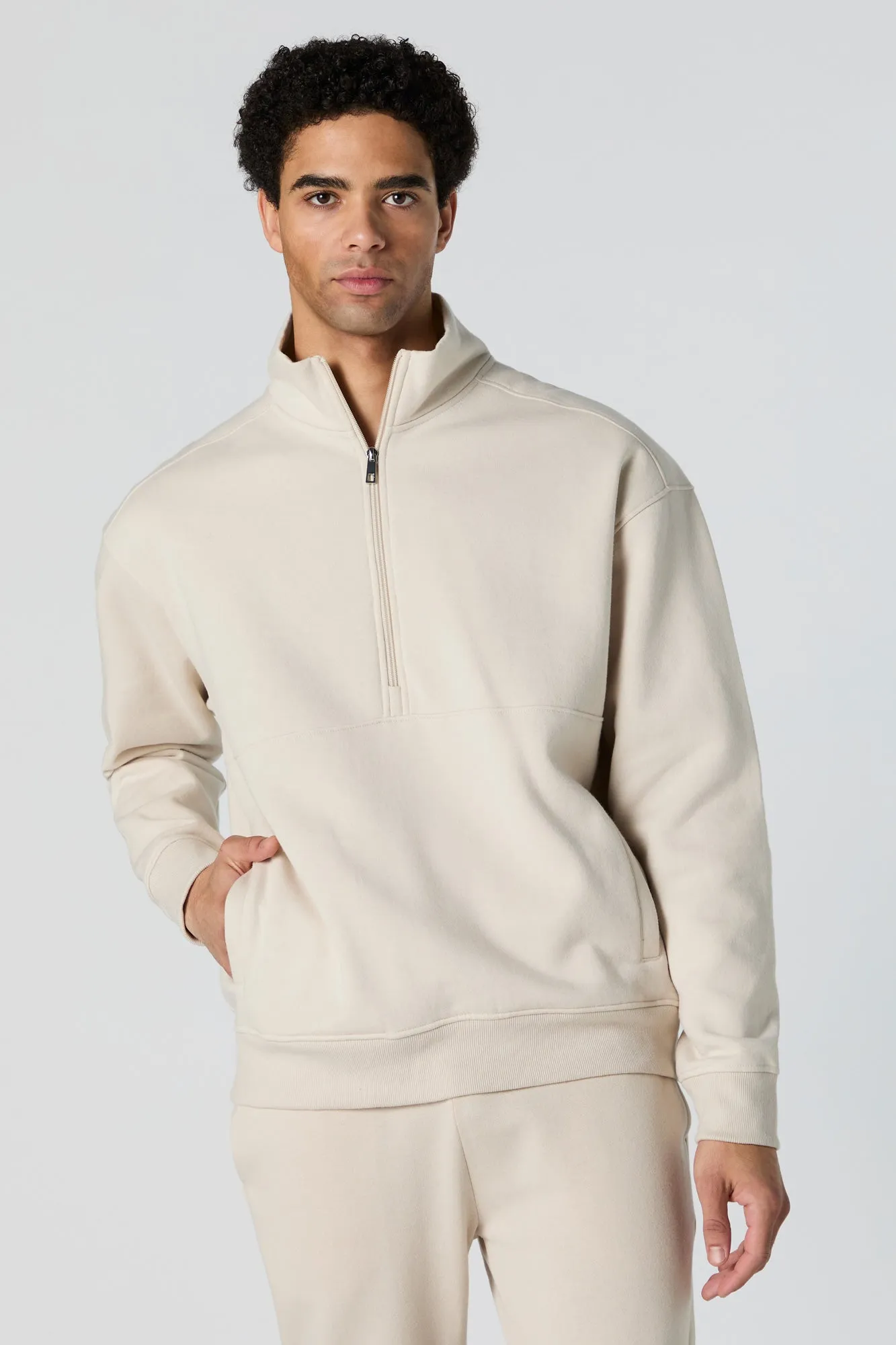 Fleece Half Zip Sweatshirt sold by Urban Planet product image thumbnail 2