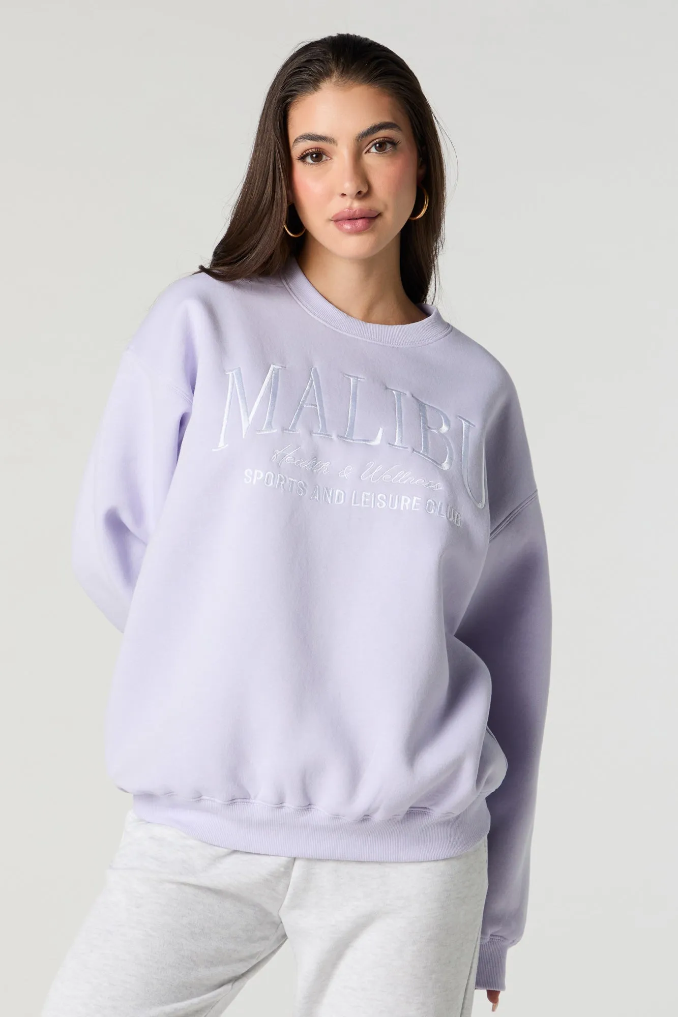 Embroidered Fleece Sweatshirt sold by Urban Planet product image thumbnail 4