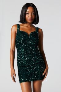 Minirobe vert à paillettes avec décolleté en coeur sold by Urban Planet