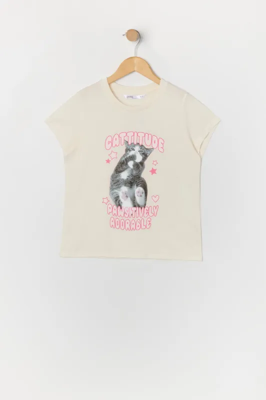 Girls Cattitude Graphic T-Shirt sold by Urban Planet