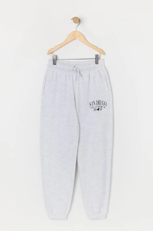 Girls San Diego Embroidered Fleece Jogger sold by Urban Planet
