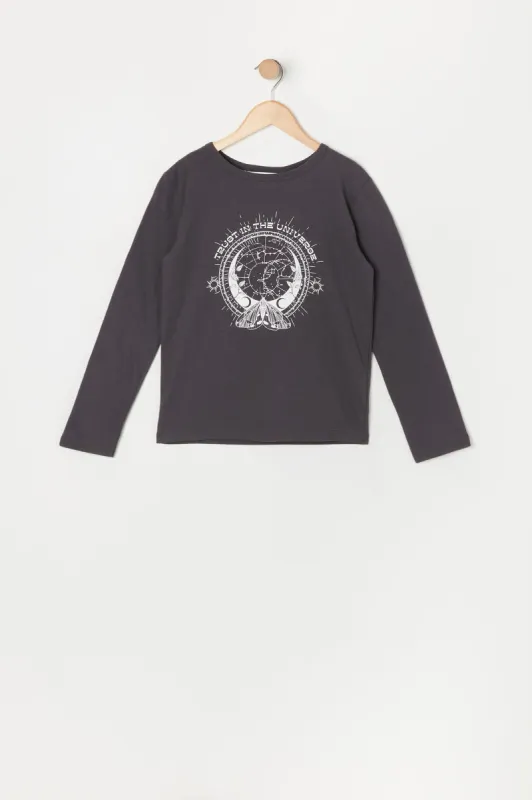 Girls Trust in the Universe Graphic Long Sleeve Top sold by Urban Planet