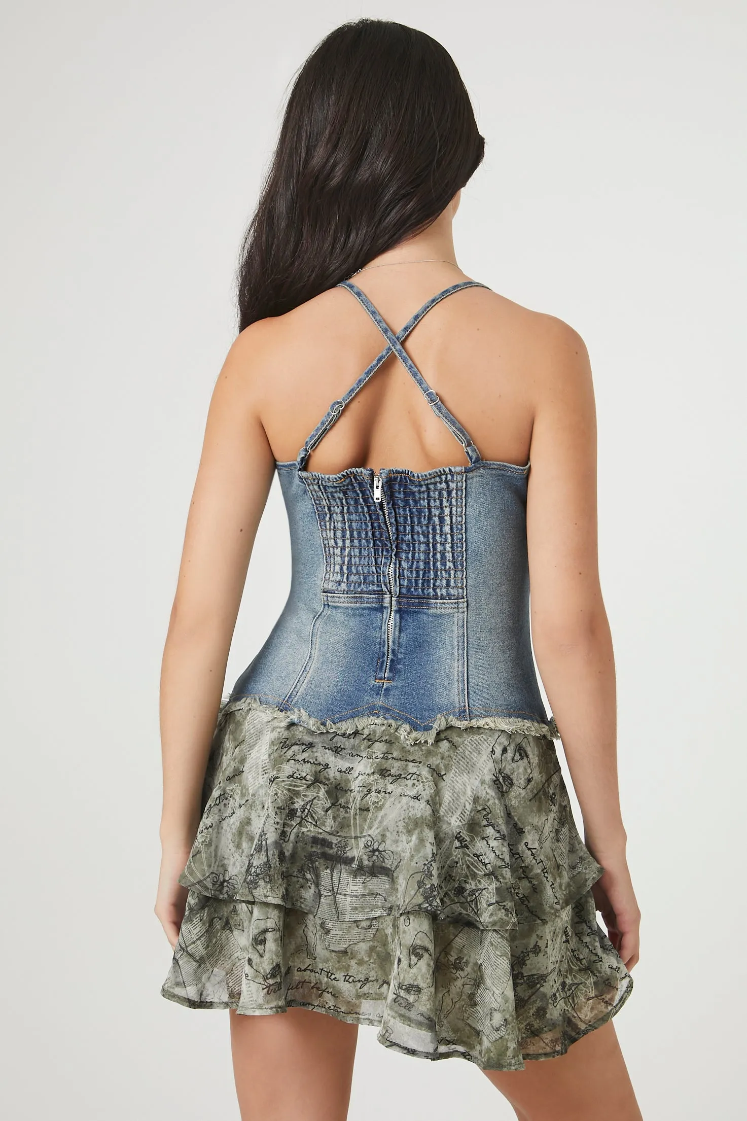 Handwritten Print Denim Mini Combo Dress sold by Urban Planet product image thumbnail 2