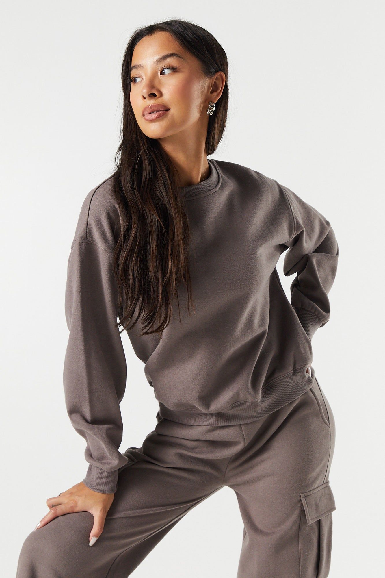 Fleece Oversized Crewneck Sweatshirt sold by Urban Planet