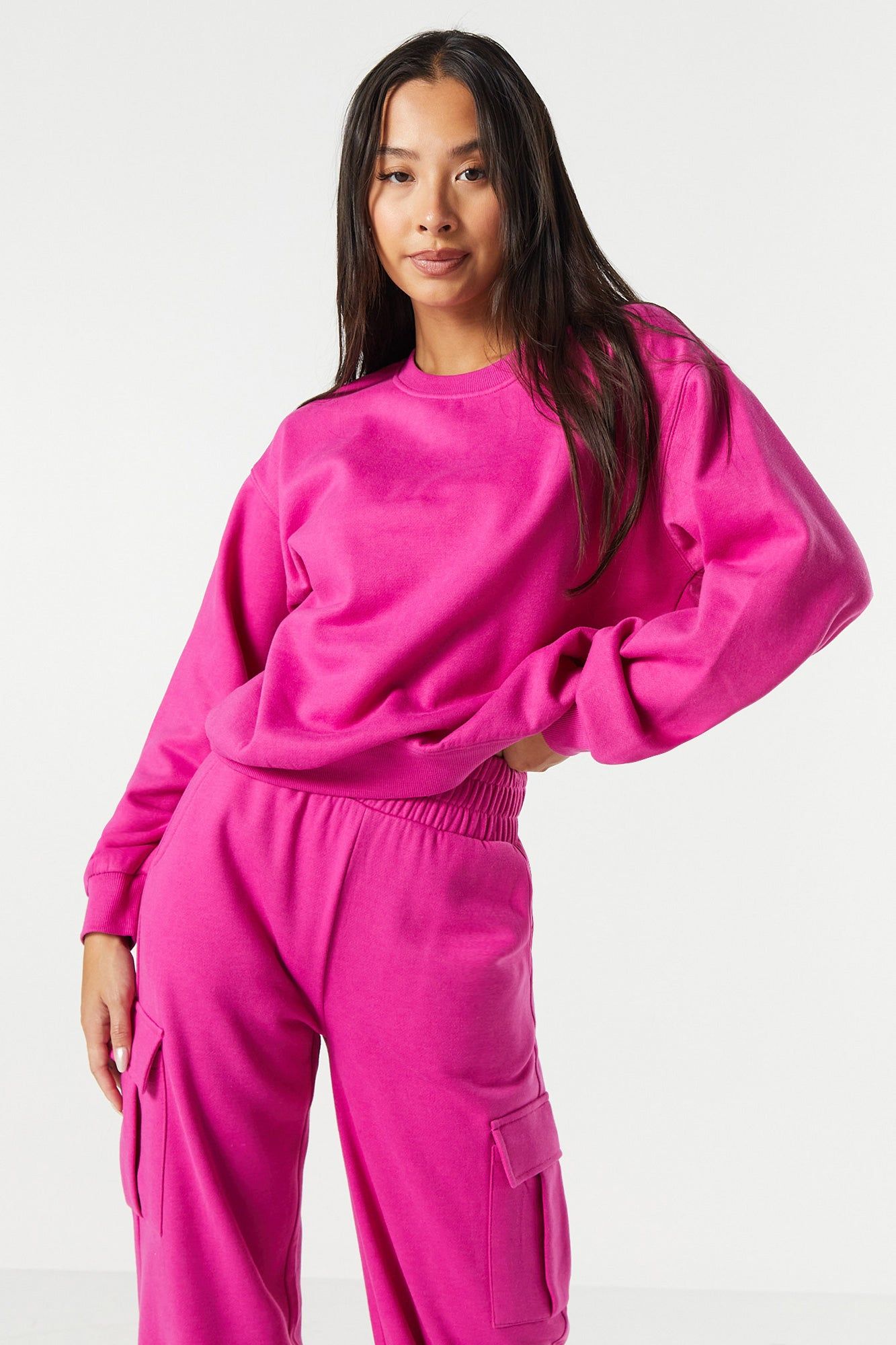 Fleece Oversized Crewneck Sweatshirt sold by Urban Planet product image thumbnail 4