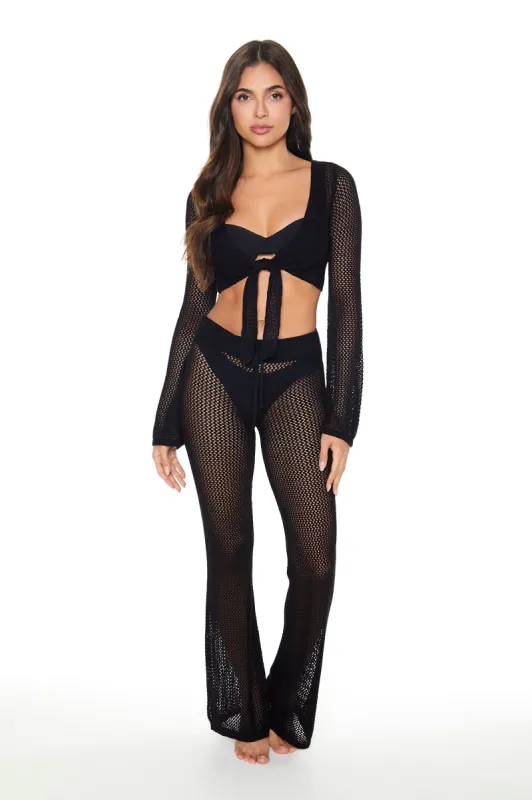 Open Knit Flare Pant Cover Up sold by Urban Planet