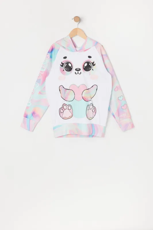 Girls Heart Tie Dye Panda Character Hoodie sold by Urban Planet