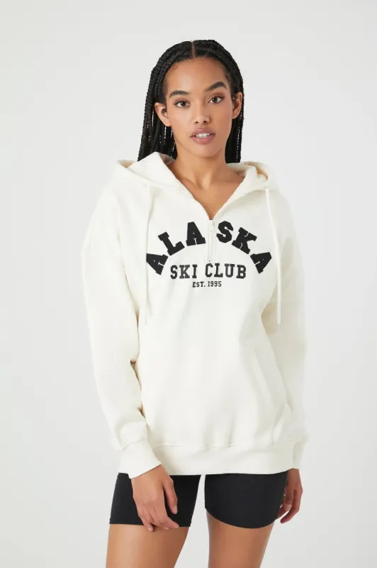 Alaska Ski Club Graphic Half Zip Fleece Hoodie sold by Urban Planet