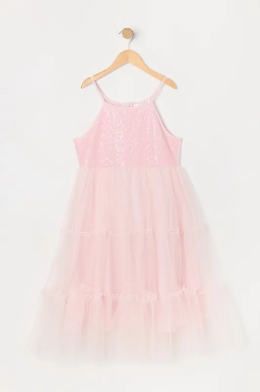 Girls Sequin Tulle Tiered Dress made by Urban Planet