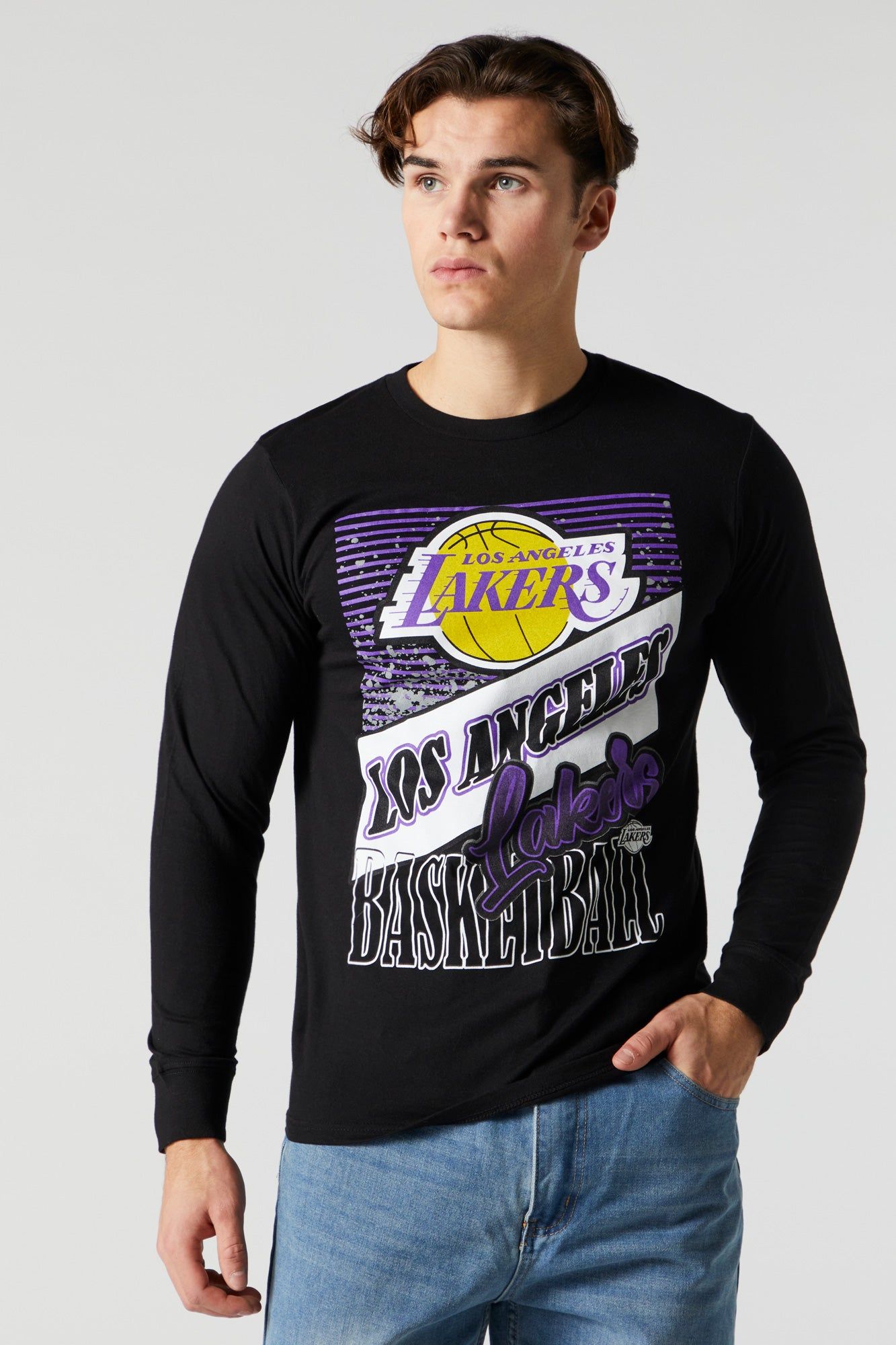 Haut à manches longues avec imprimé Los Angeles Lakers sold by Urban Planet