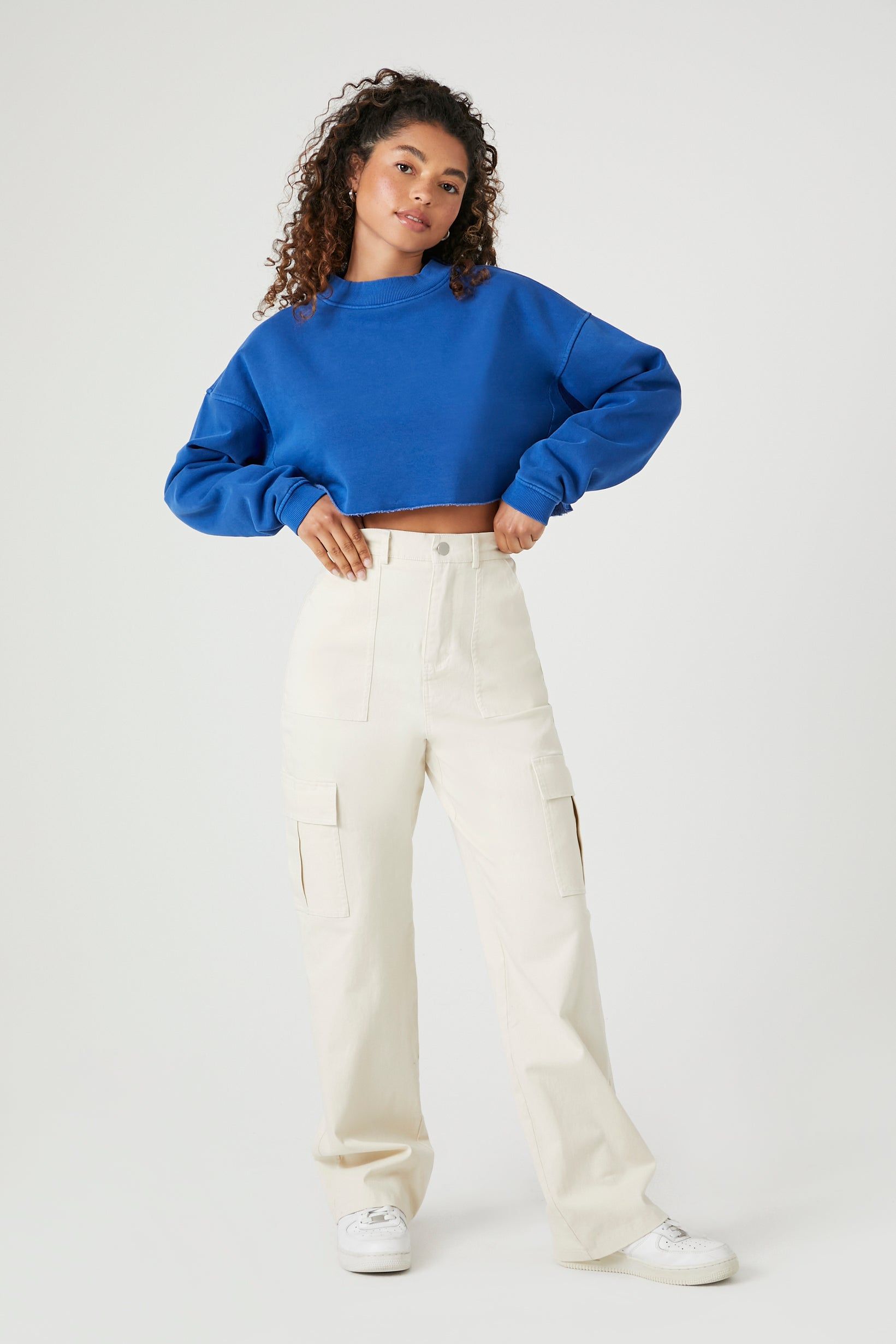 Cropped Raw Hem Sweatshirt sold by Urban Planet product image thumbnail 3
