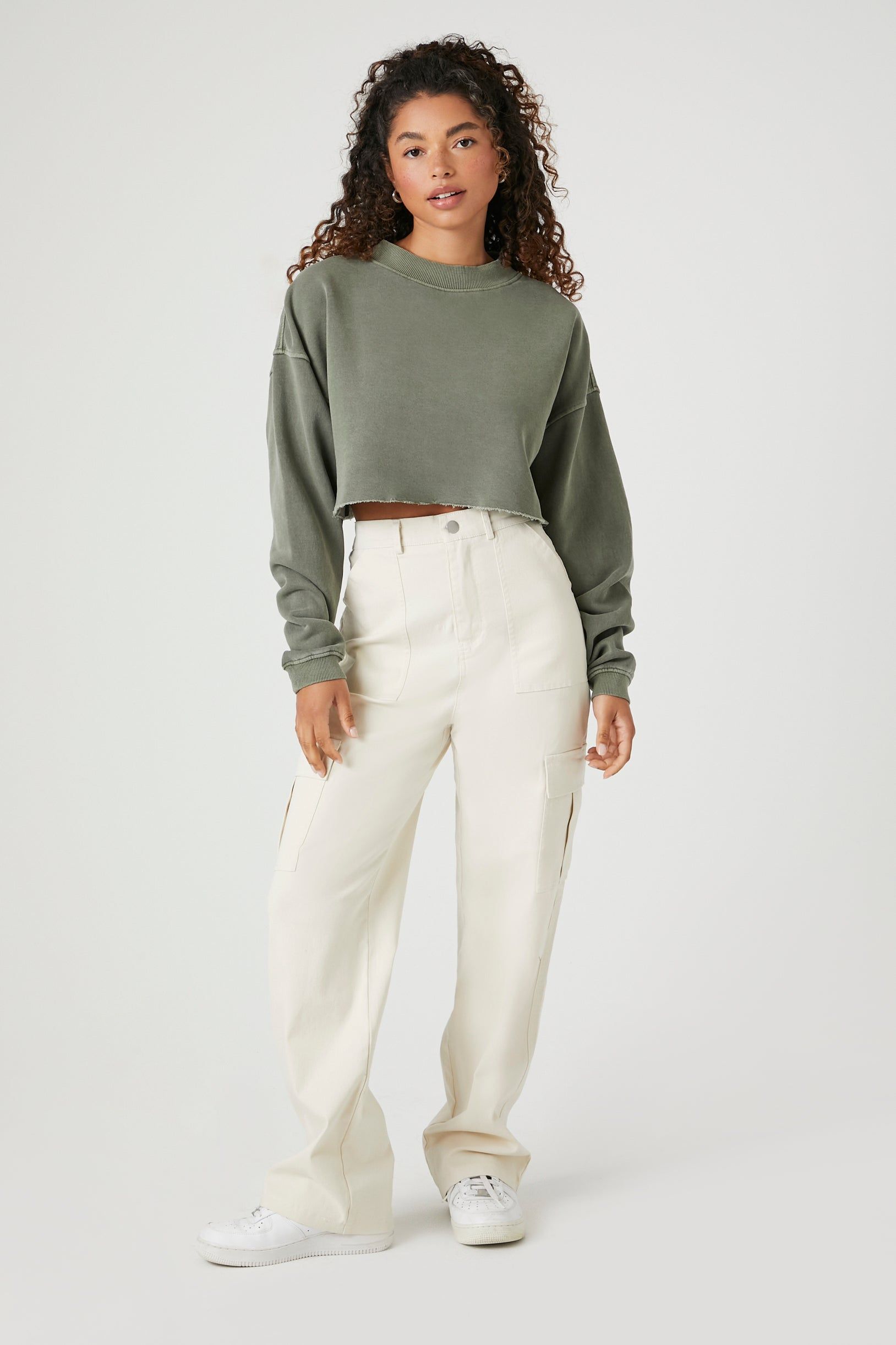 Cropped Raw Hem Sweatshirt sold by Urban Planet product image thumbnail 7