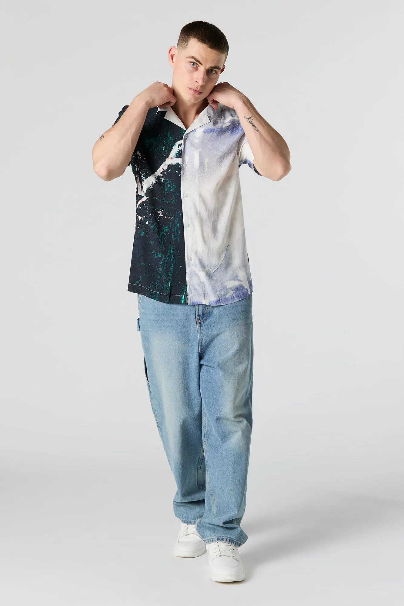 Haut boutonné imprimé à manches courtes sold by Urban Planet product image thumbnail 3