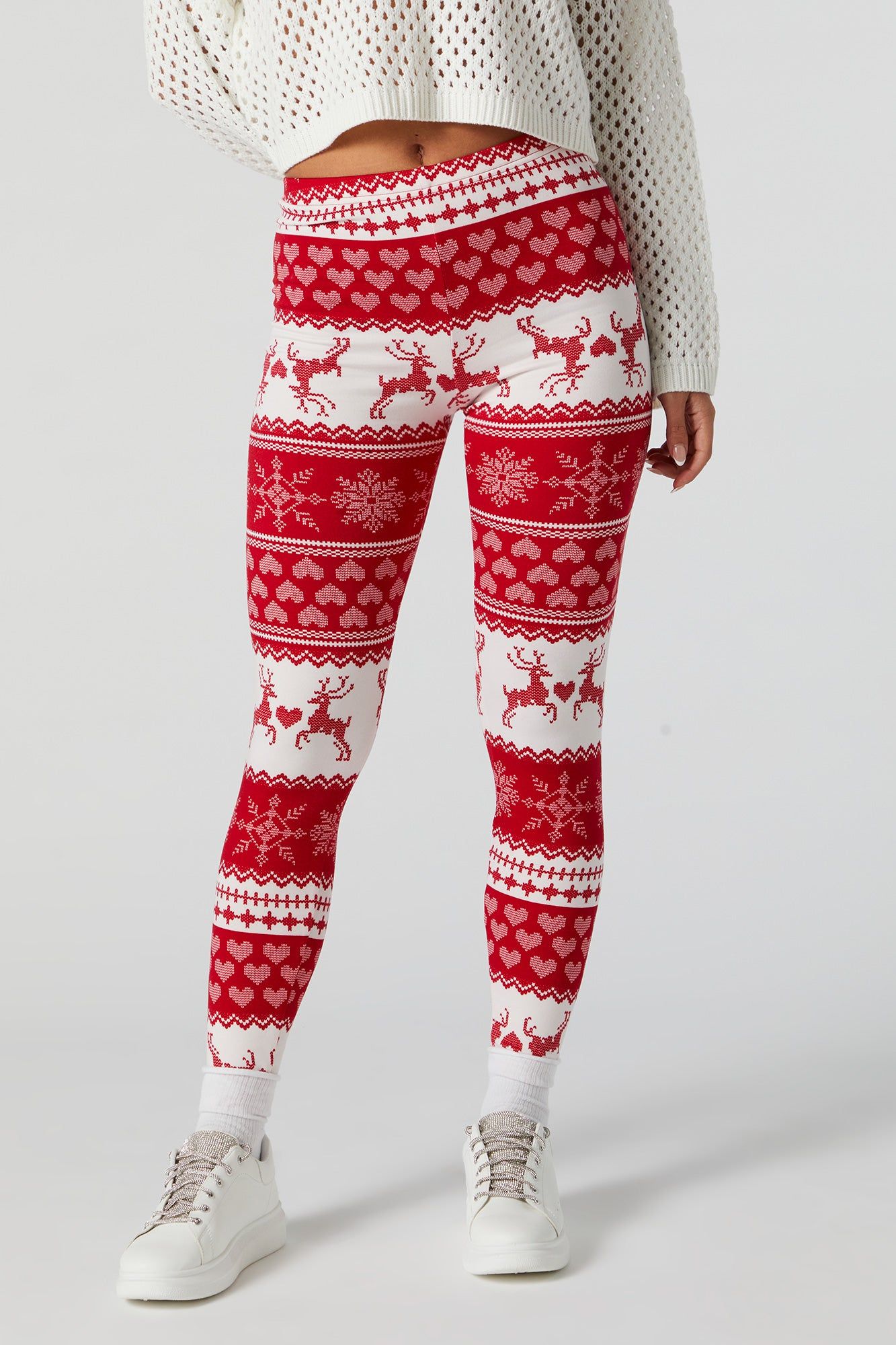 Reindeer Love Fairisle Print Xmas Fleece Legging sold by Urban Planet product image thumbnail 2
