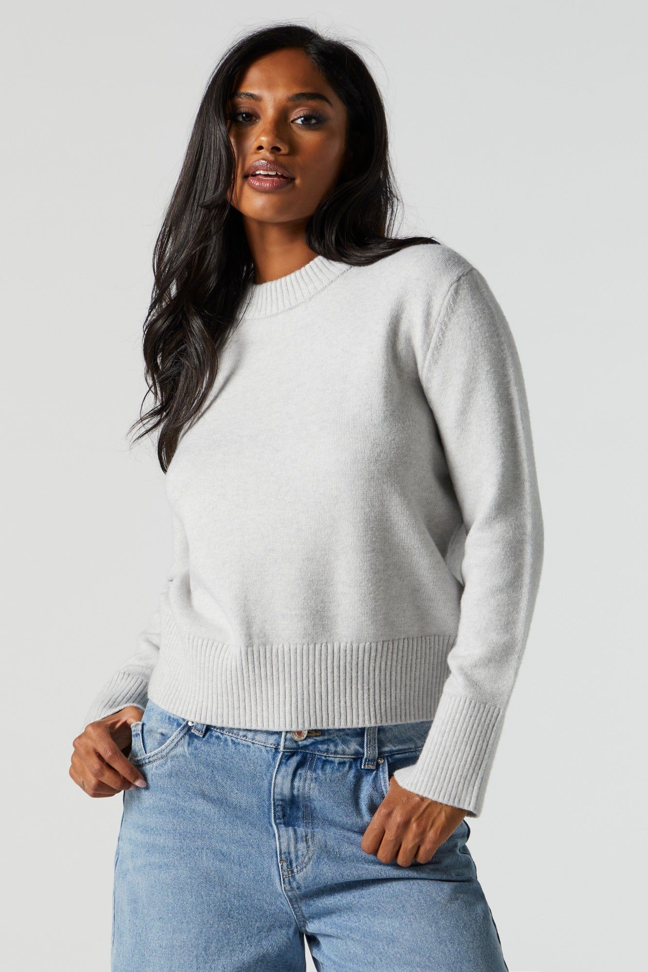 Oversized Cropped Crewneck Sweater sold by Urban Planet