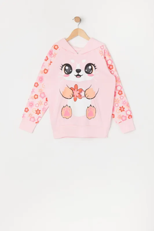 Girls Floral Cat Character Hoodie sold by Urban Planet