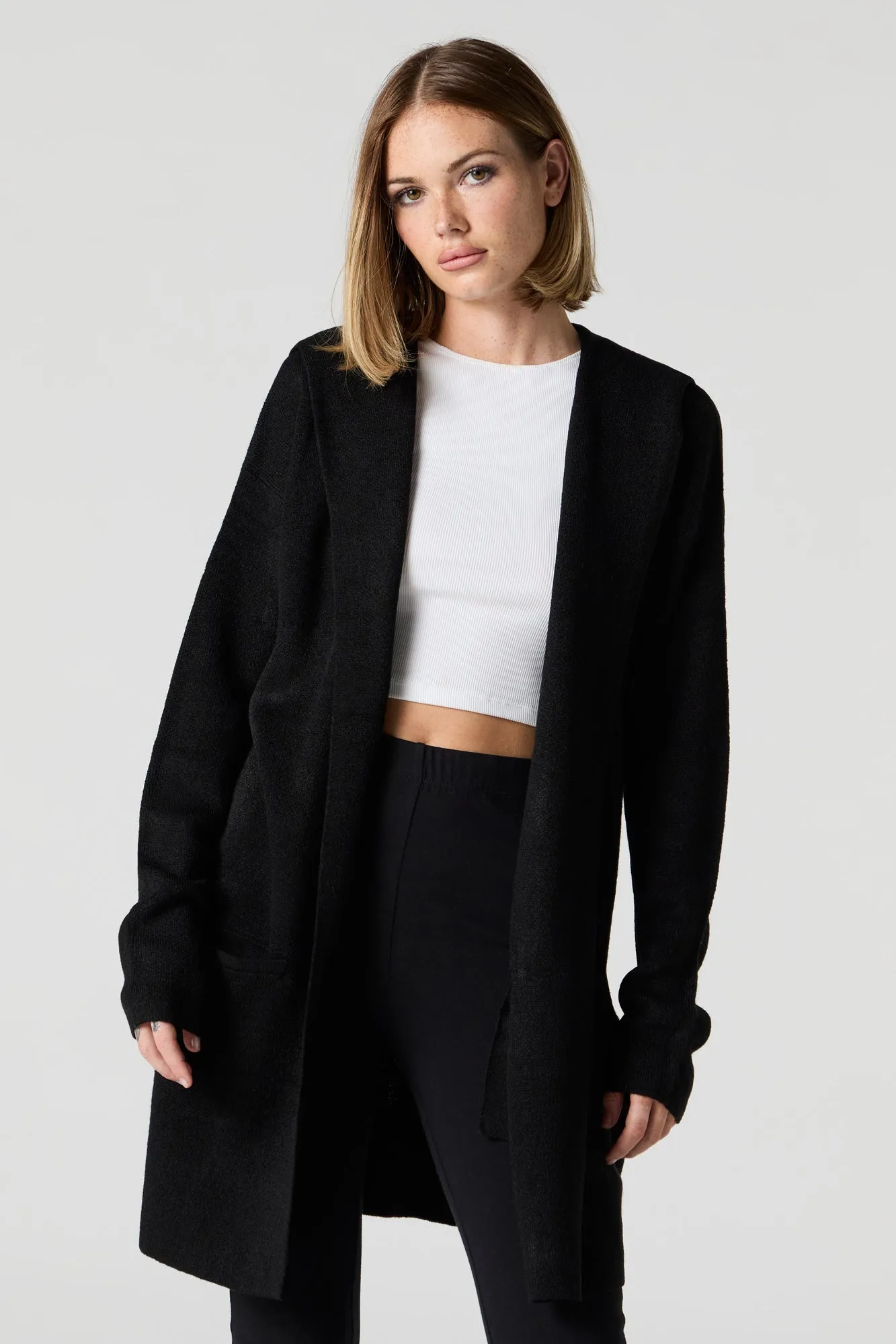 Hooded Longline Knit Cardigan sold by Urban Planet product image thumbnail 4