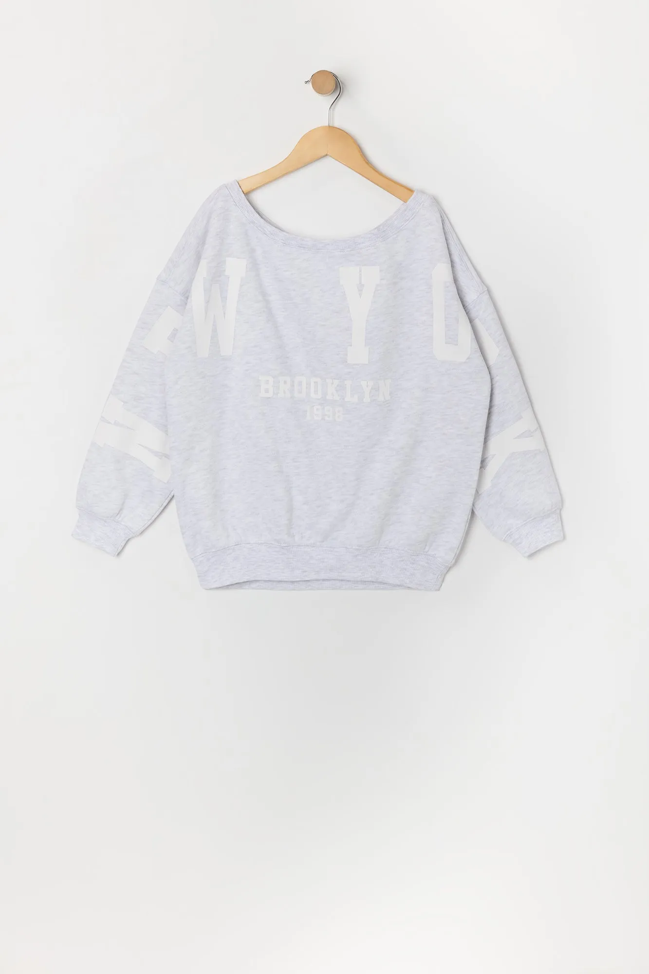 Girls Destination Embroidered Off Shoulder Fleece Sweatshirt sold by Urban Planet product image thumbnail 5
