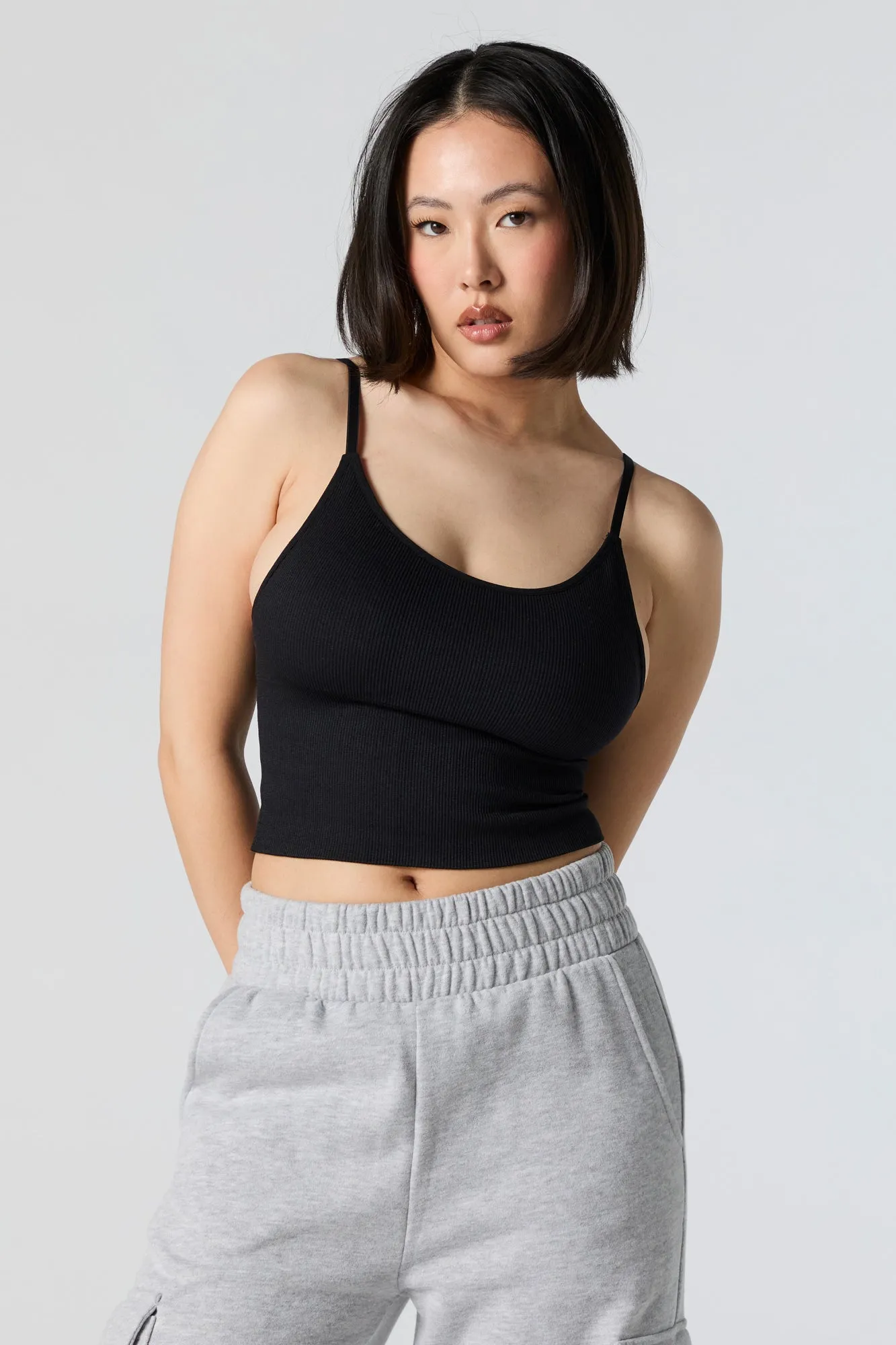 Camisole côtelée sans couture avec bretelles doubles sold by Urban Planet product image thumbnail 4