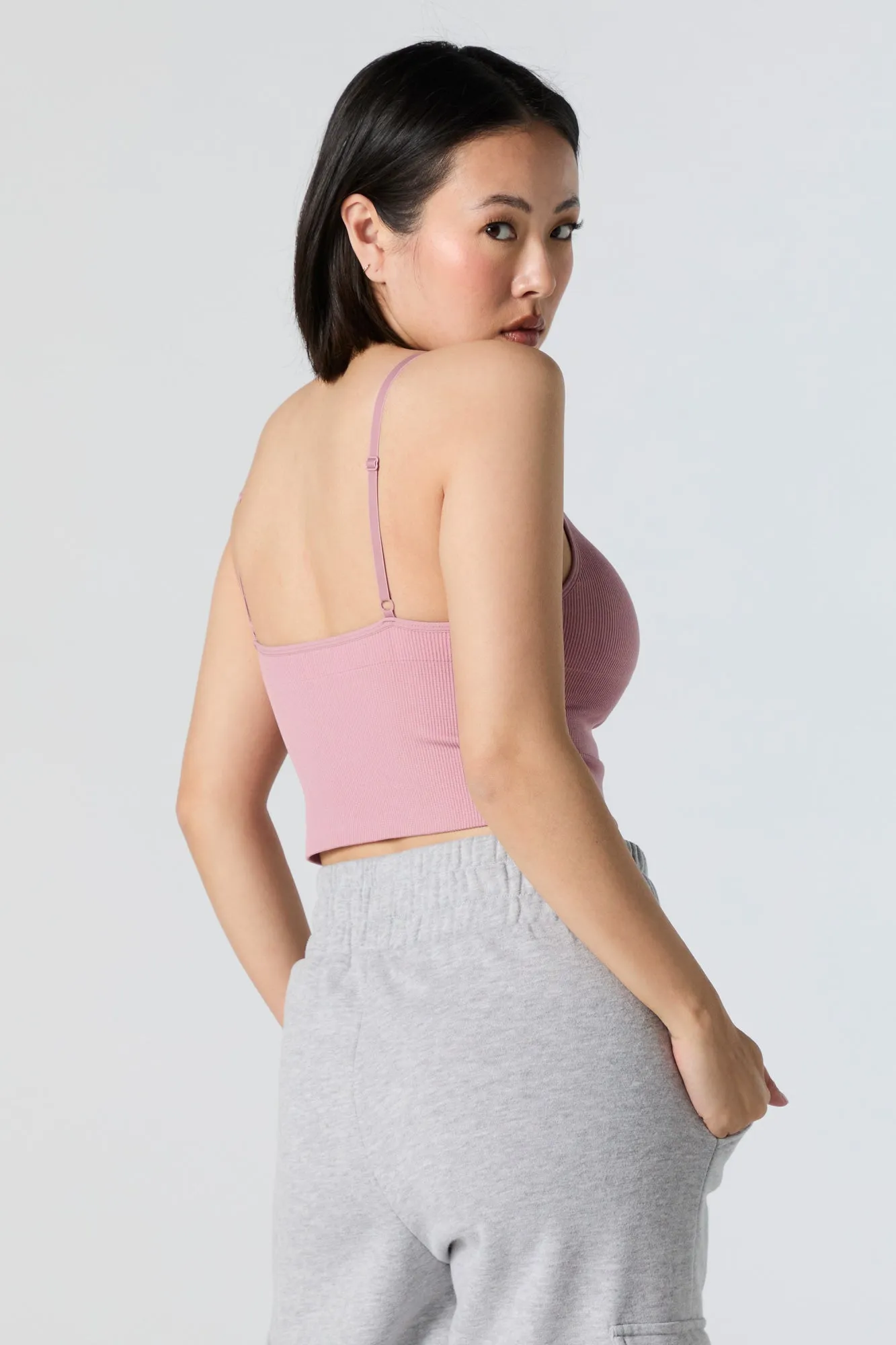 Camisole côtelée sans couture avec bretelles doubles sold by Urban Planet product image thumbnail 2